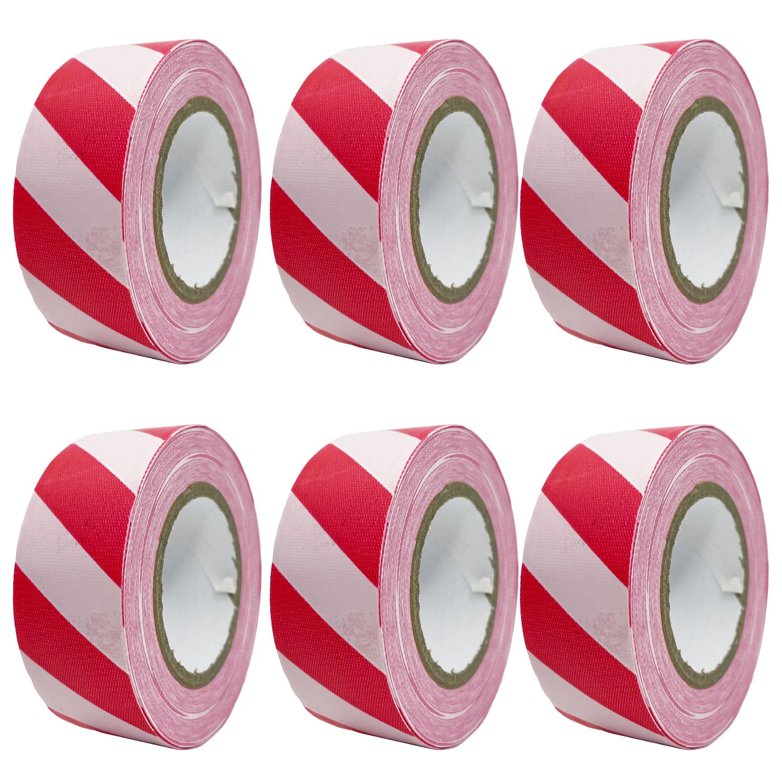 6 Pack Flagging Tape with Pink and White Stripes, 1 inch x 100 ft Non-Adhesive Plastic Ribbon Neon Marking Tape for Hunting Hiking Trail Hazardous Areas Halloween Party Decors