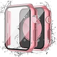 Vista 12 de Misxi [Juego de 2] Funda Impermeable con Botón para Apple Watch SE 2 (2024) Series SE 6 Series 5 Series 4 44mm, Funda de PC Anti-Caída con Protector