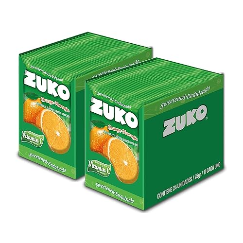 ZUKO Bebida instantánea en polvo naranja, 24 bolsas individuales de 0.9 onzas, no necesita azúcar (paquete de 2)