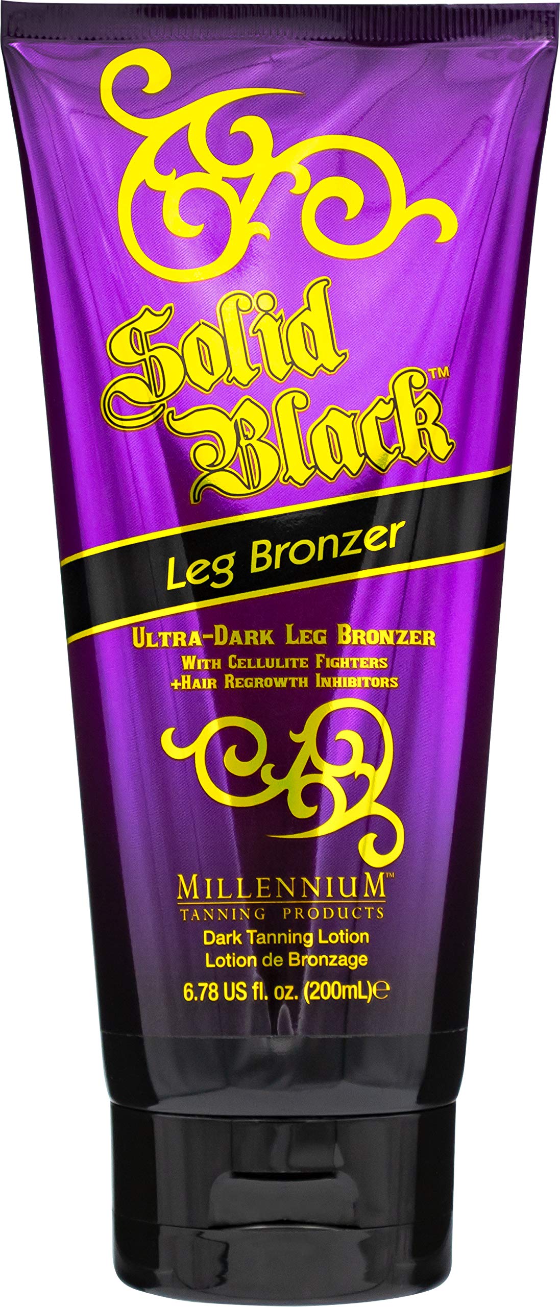 Millennium Tanning Solid Black Leg Bronzer - Tanning Lotion w/Cellulite Fighters, 6.78 Ounces
