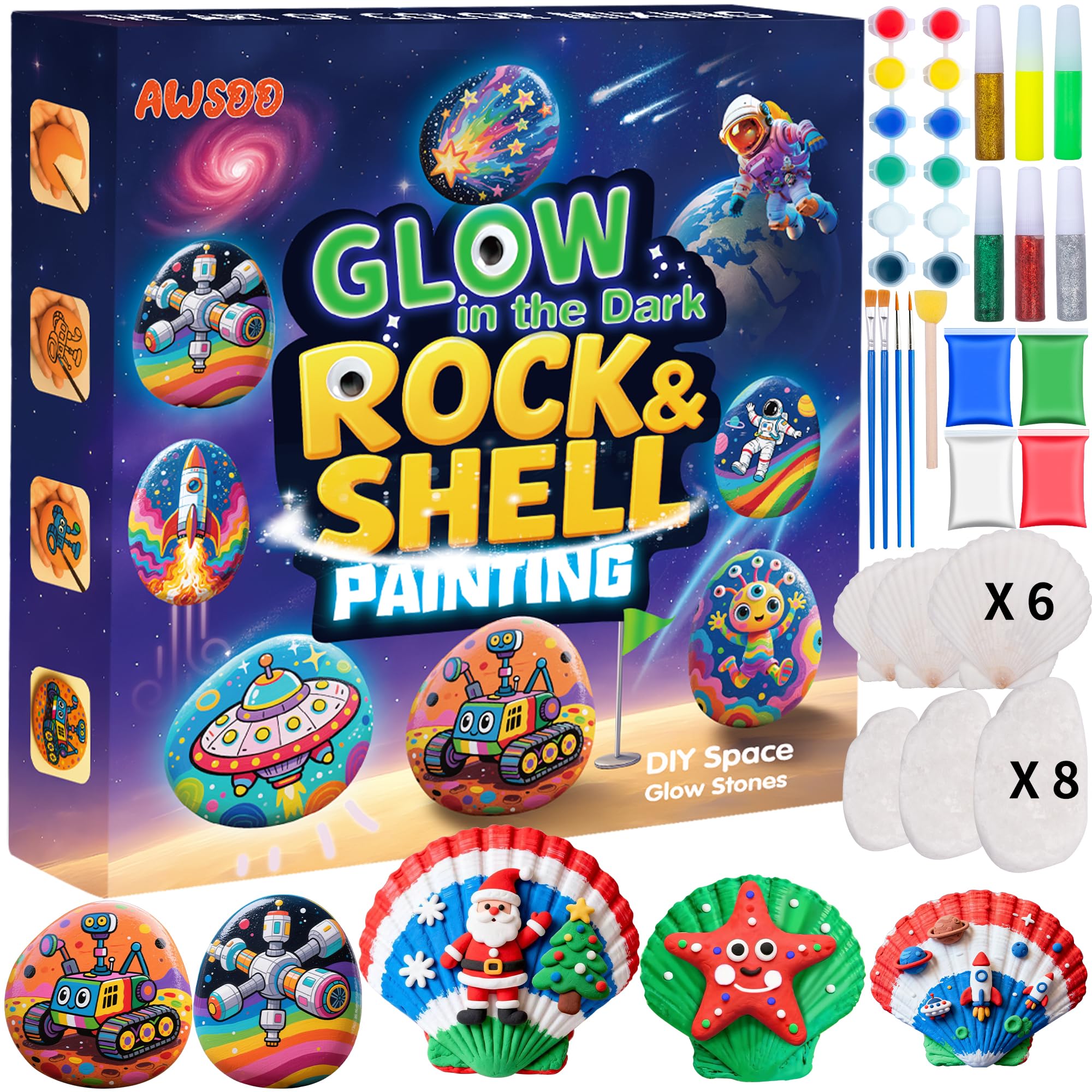 Glow in the Dark Rock Painting Kit for Kids - Creative Arts & Crafts -1 Glow in the Dark Rock Painting Kit for Kids - Creative Arts & Crafts -1