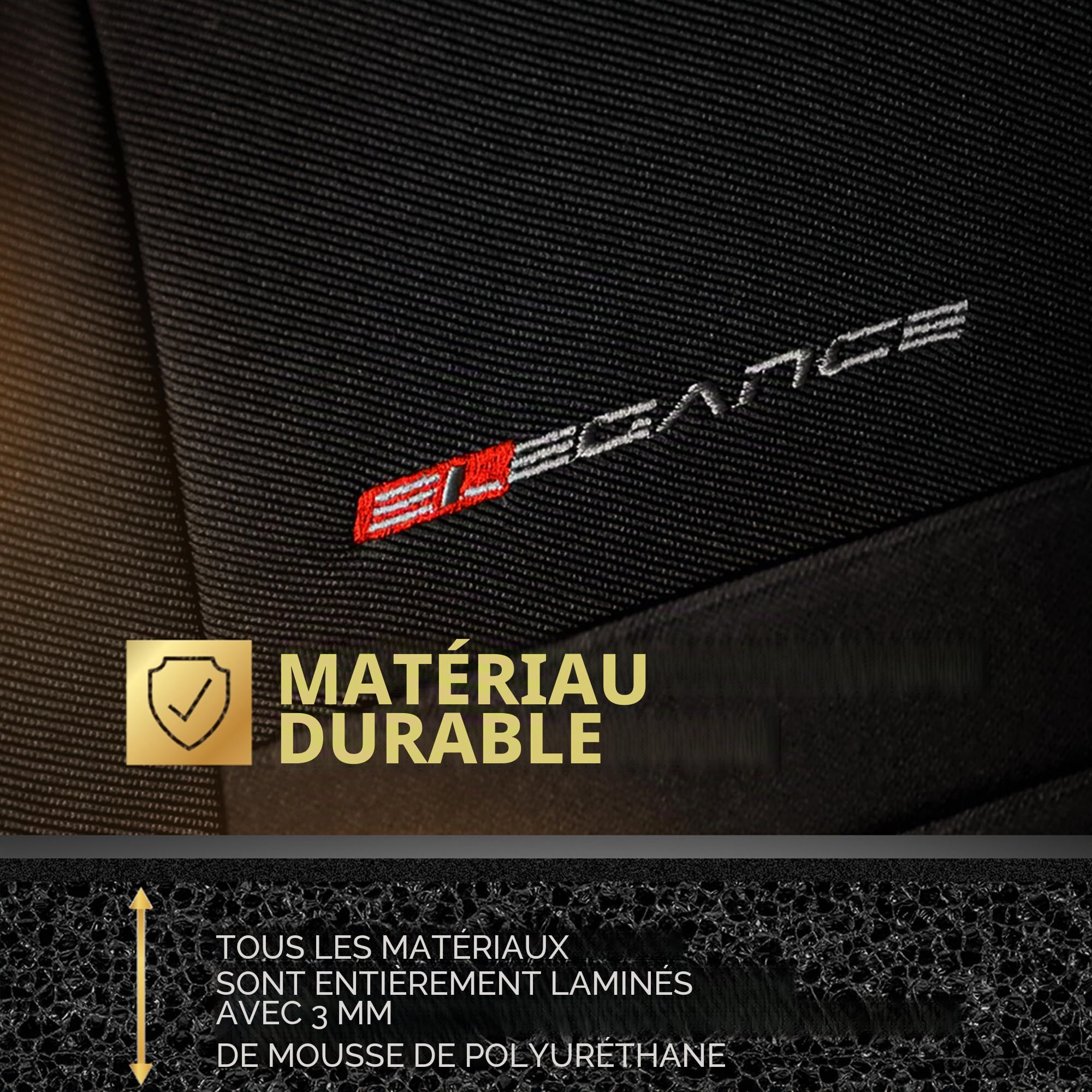 MOTOS Housse Siege Voiture Personnalisée pour Peugeot Partner II 2008-2018, Protection de siège de Voiture avec système de Coussins gonflables Actifs, idéale pour Les conducteurs, matériau à Trois co