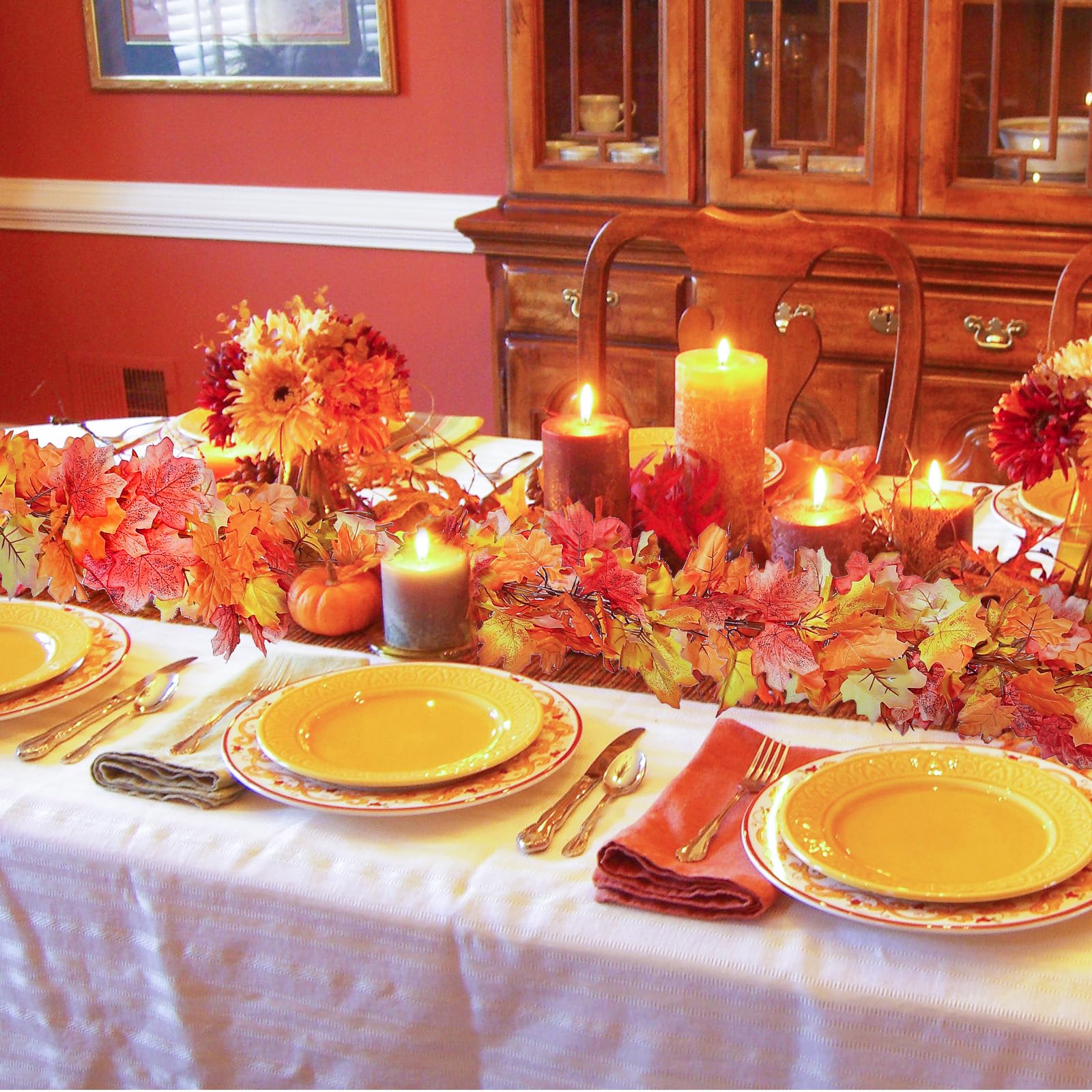 Fall Maple Leaf Garland - 6 Ft Thanksgiving Decor -6