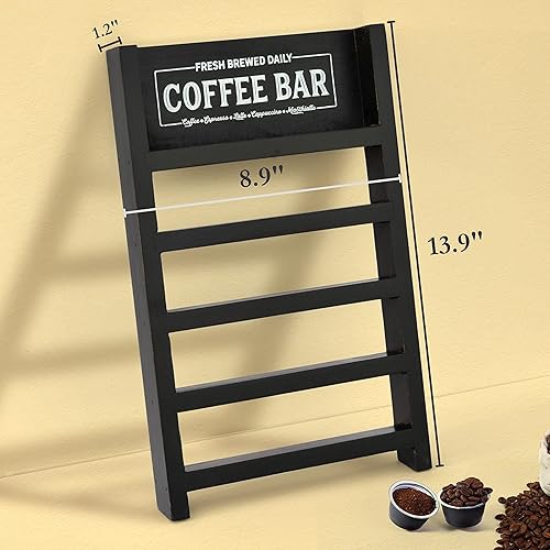 Miniatura 3 de PERFNIQUE Soporte para tazas K, soporte para cápsulas de café de granja, escalera de madera K-Cup para mostrador, organizador de almacenamiento