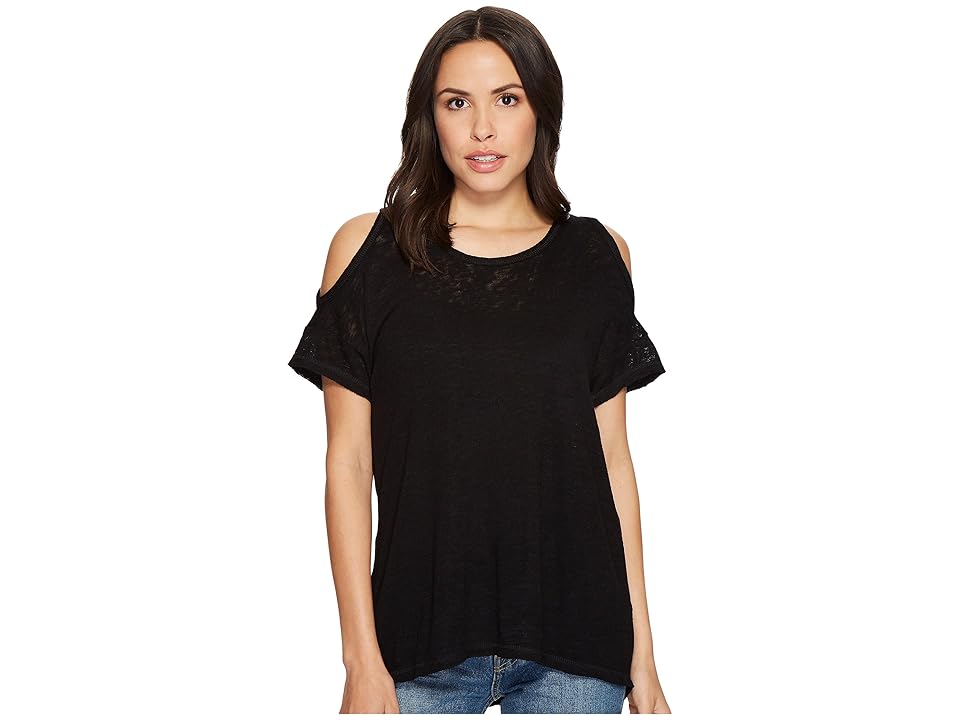 

B Collection by Bobeau Top Knit Cold Shoulder (Black) Women's Short Sleeve Pullover