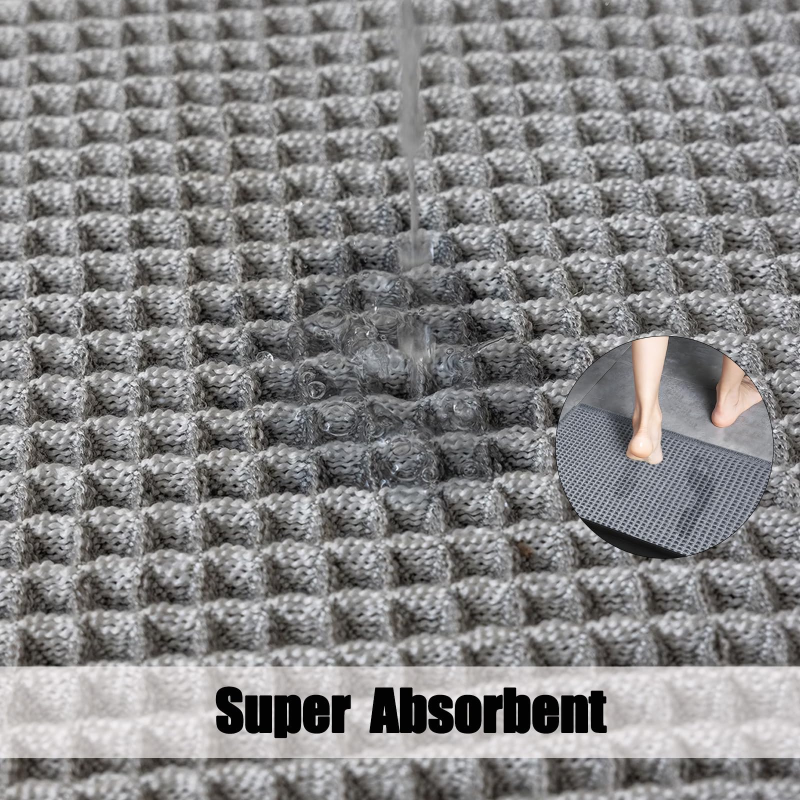 Tapis de Bain en Coton Gaufre Antidérapant 60 x 90 cm Blanc