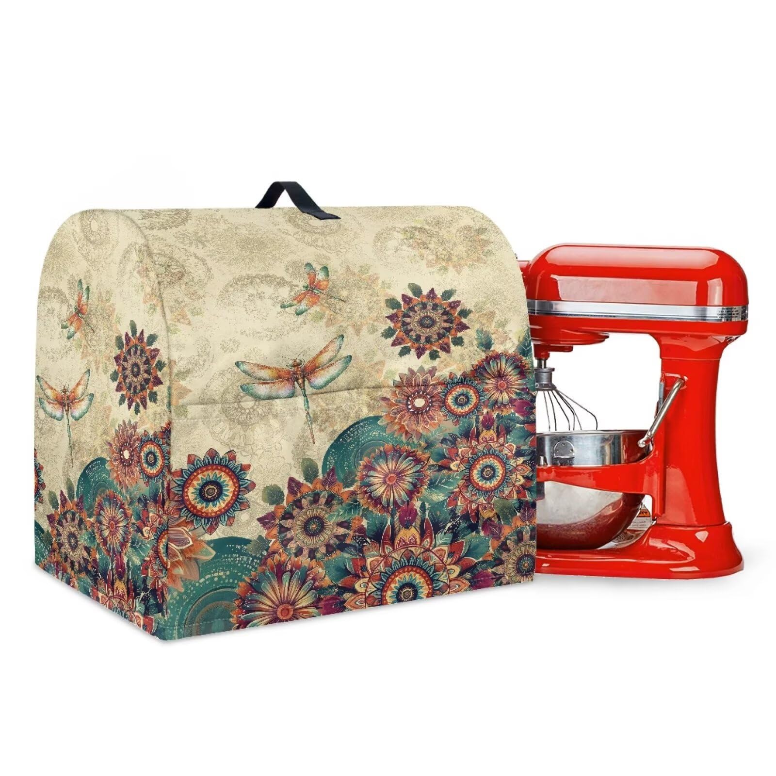 Pxjivorg Ethnic Style Kitchen Stand Mixer Cover with Pockets Dust-Proof Food Coffee Maker Blender Appliance Covers Size L