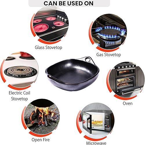 Miniatura 5 de Ancient Cookware, Clay Square - Sartén para asar Chamba, pequeña, 1 cuarto de galón