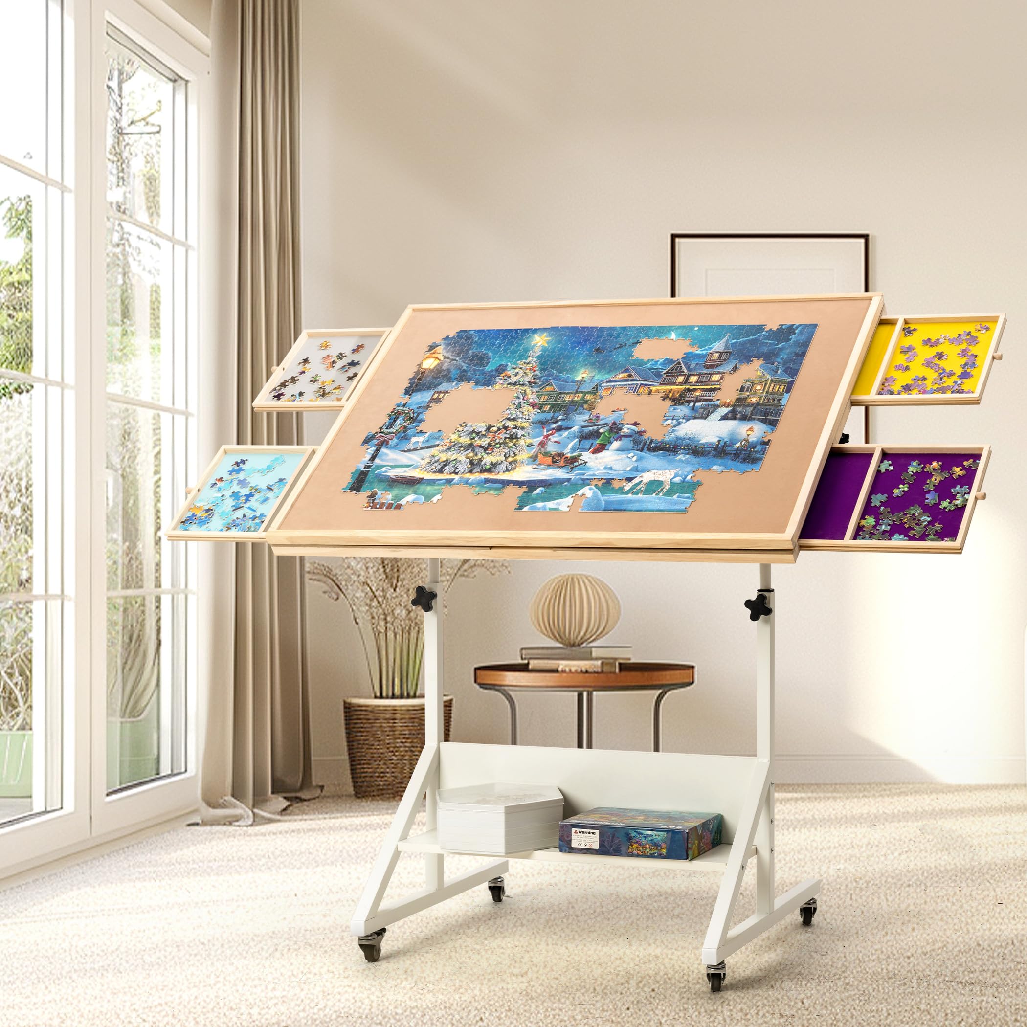 Becko US 1500-pc Tilting Puzzle Board With 6 Drawers & Cover