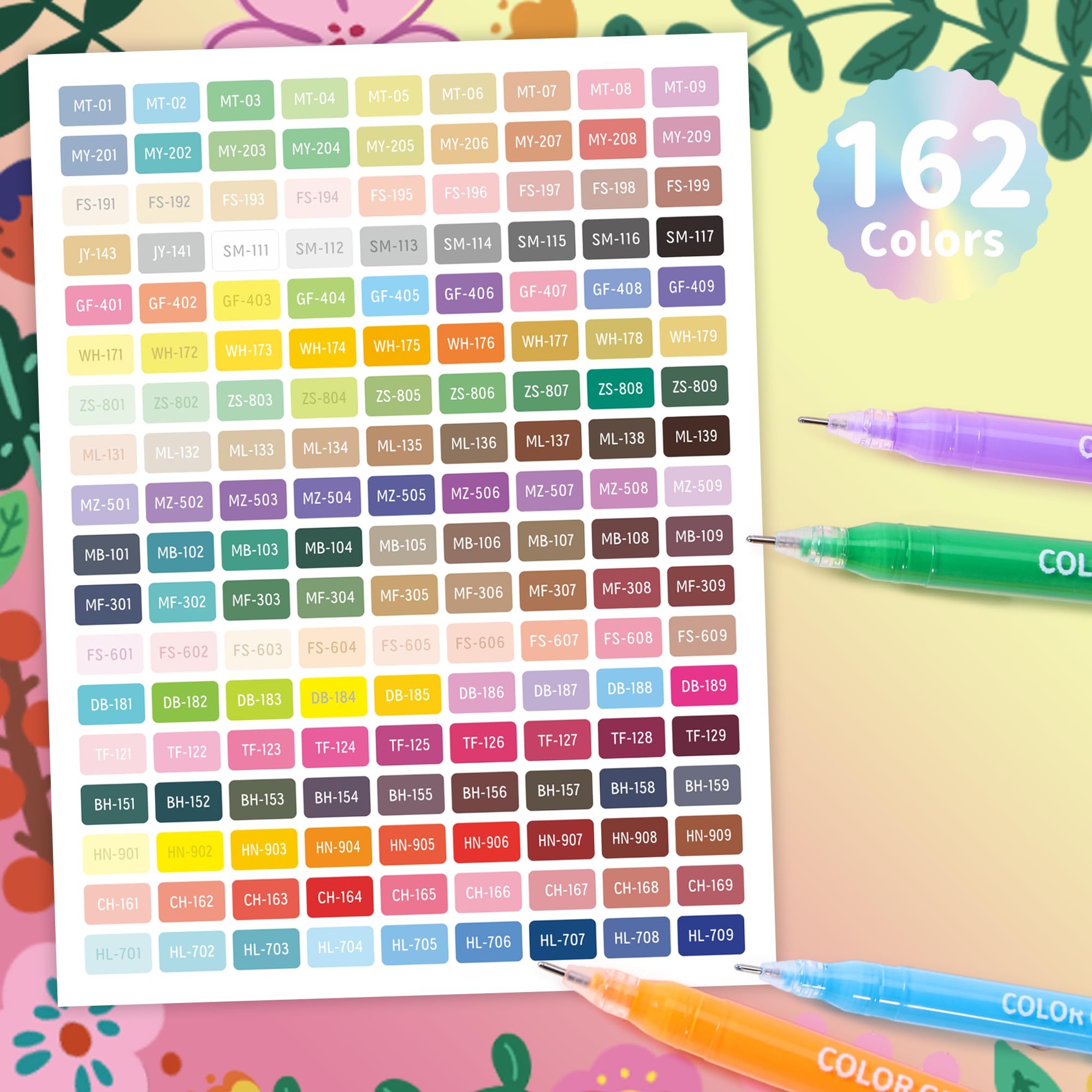 Stylos à encre gel pour coloriage - 168 pièces/162 couleurs