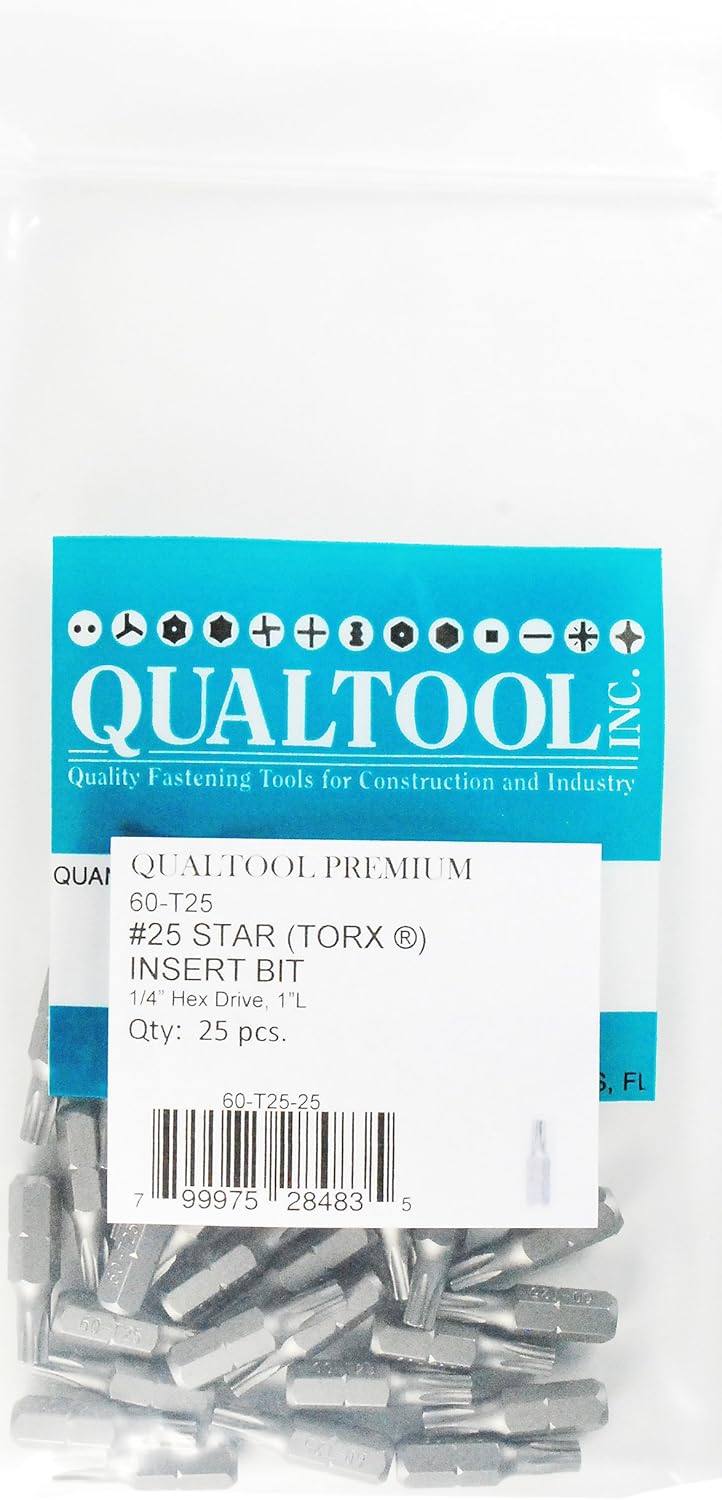 Qualtool Premium 60T2525 Star T25 Insert Bit, 25Pack Amazon.co.uk