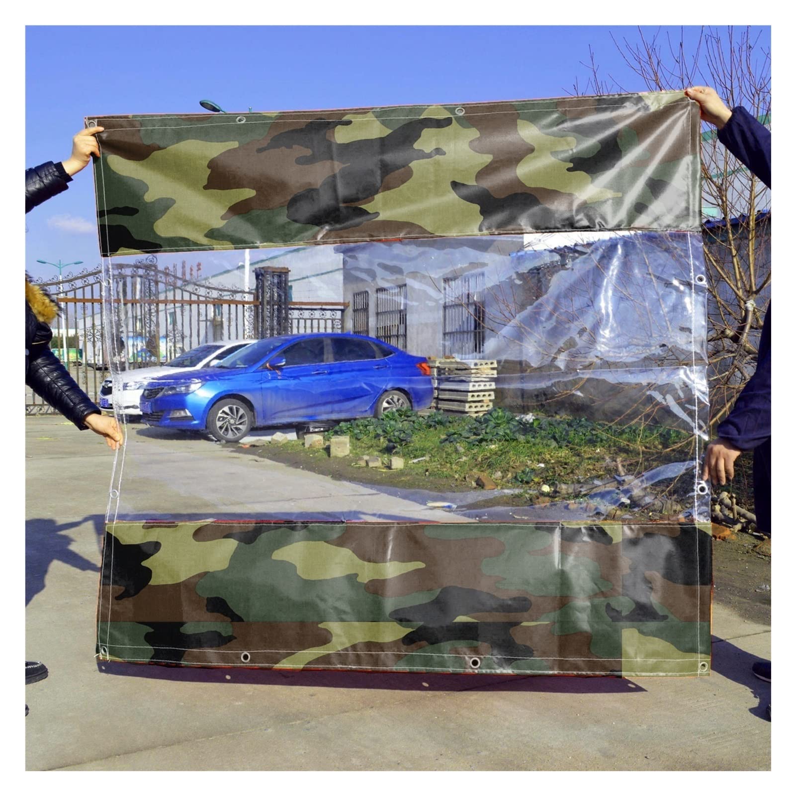Rideaux de pergola pare-soleil et bâche brise-vent transparente de terrasse 4,8x2,5m