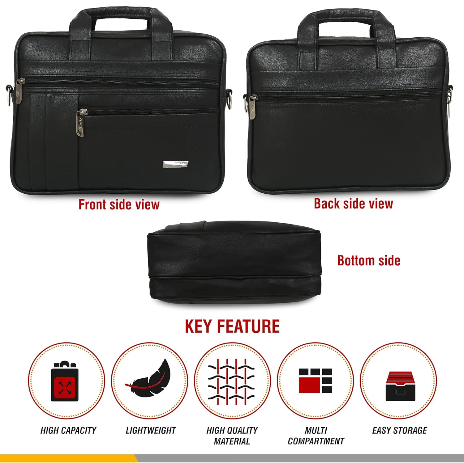 Zipline Office Faux Leather Small Laptop Bag for Men - Fits 13 inch Laptop/Tablet Messenger Bags for Mens (1-Black Bag) 25 81EGDwGG3rS. SL1500