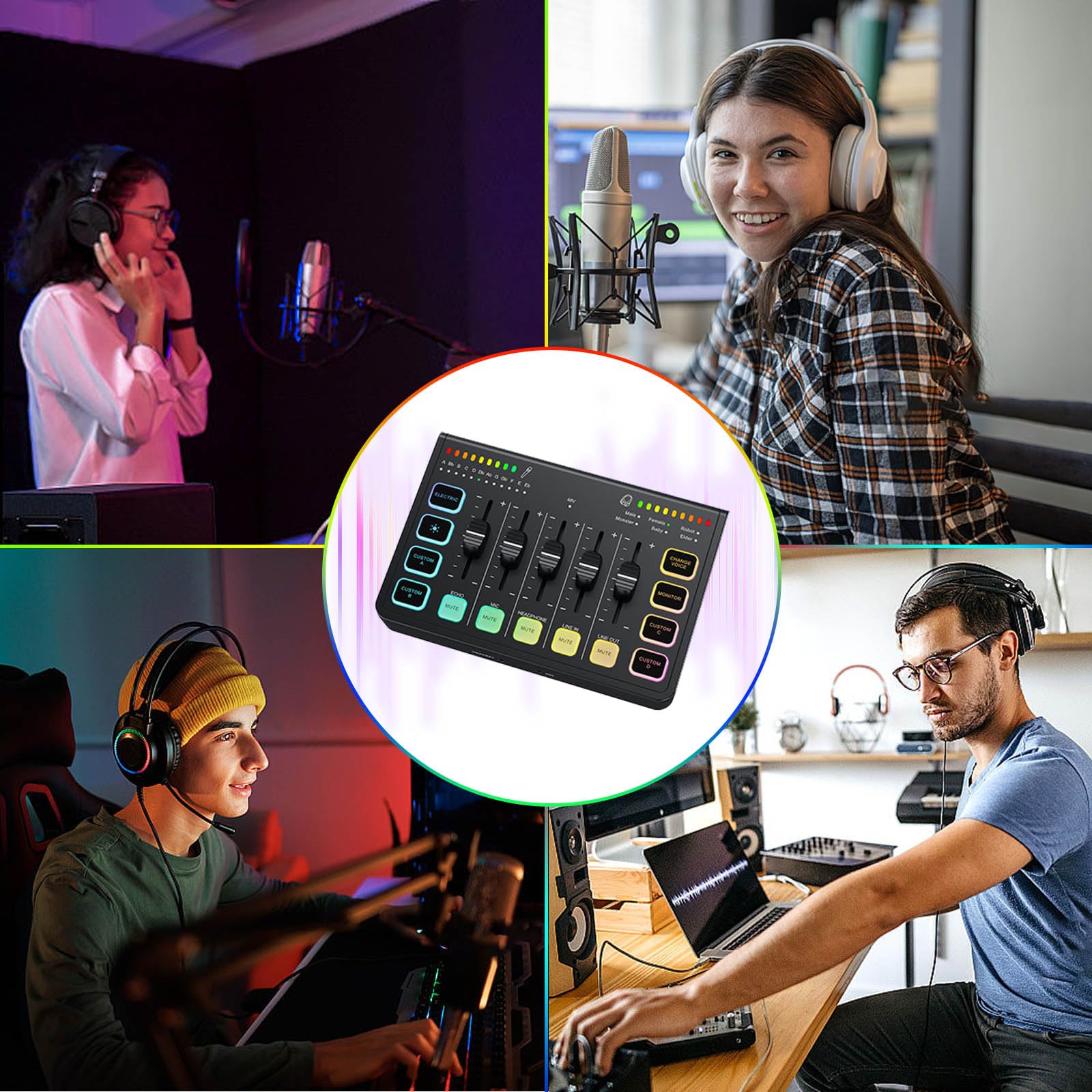 Trasportabile Tiny Combiner Scheda Audio per Podcasting Produzione Musicale Canali di Ingresso multipli Denial Driver Richiesto Collegamento audio USB