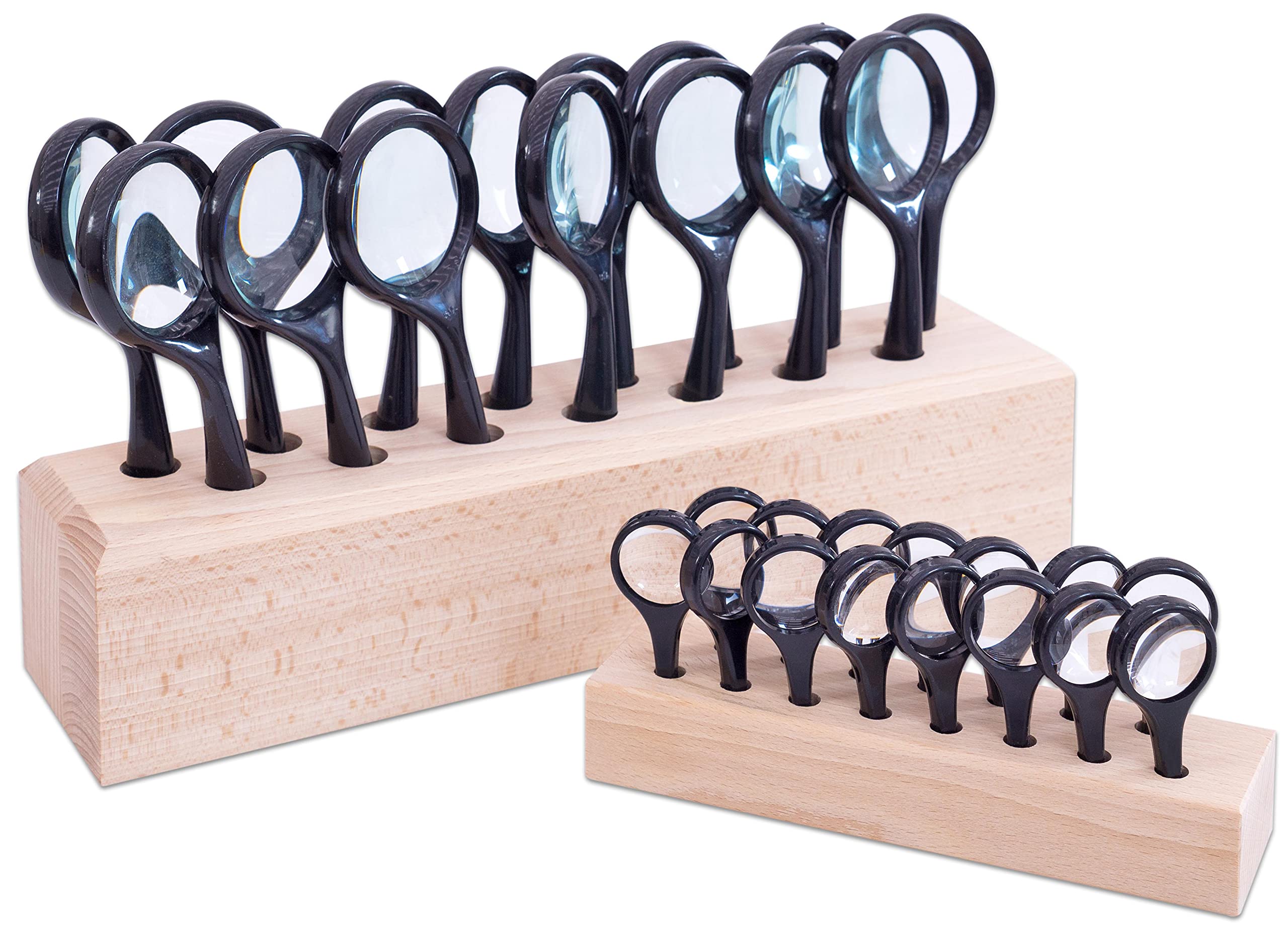 Betzold Lupenständer aus Holz, mit 15 Handlupen | Lupenset, Handlupe, Forschen, Naturwissenschaften, Holzständer