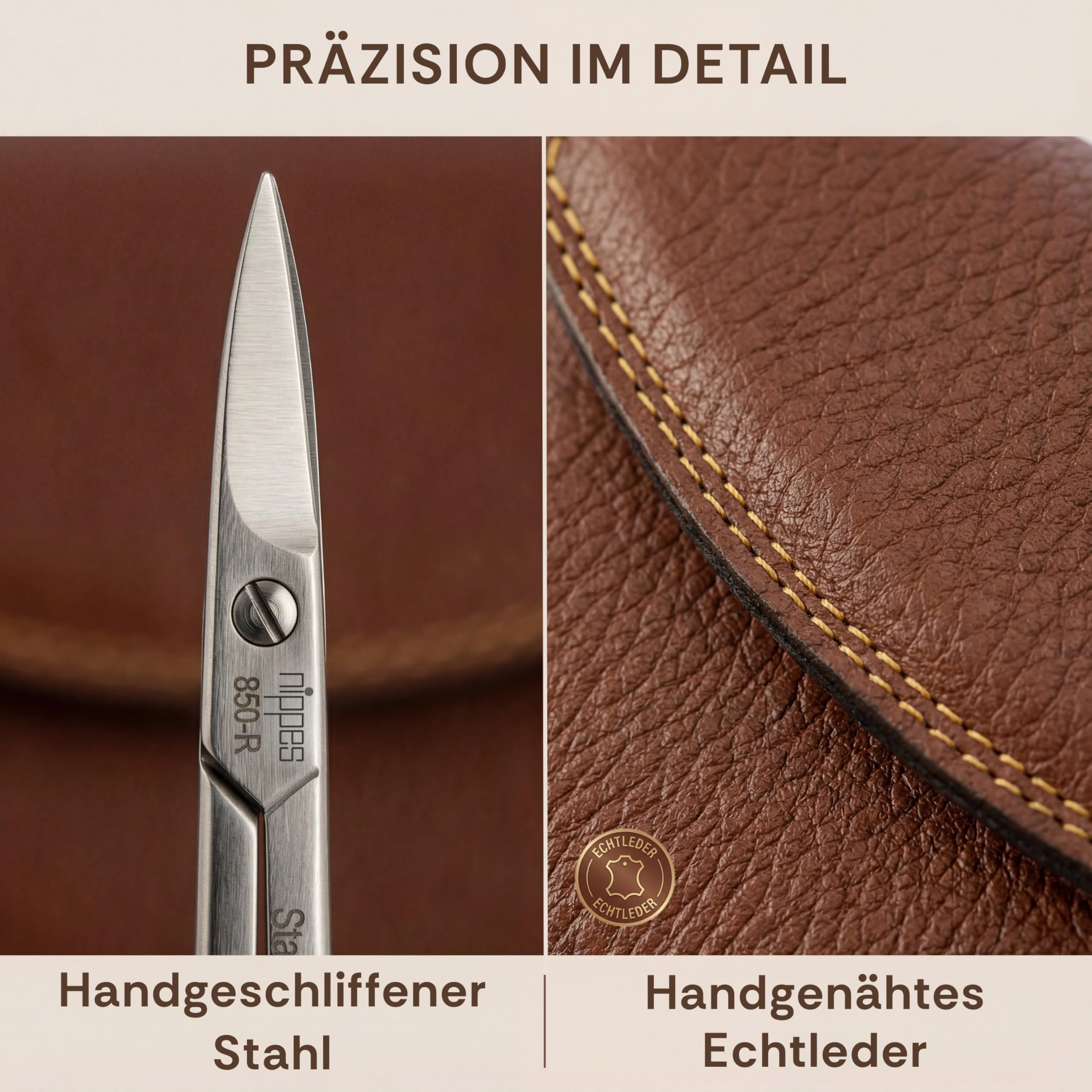 nippes Solingen Classic Premium Maniküre Set, Echt Leder-Nageletui, Edelstahl Instrumente nickel- und rostfrei, Nagelset mit Nagelschere, Hautschere, Pinzette, Nagelzange, Nagelfeile und mehr