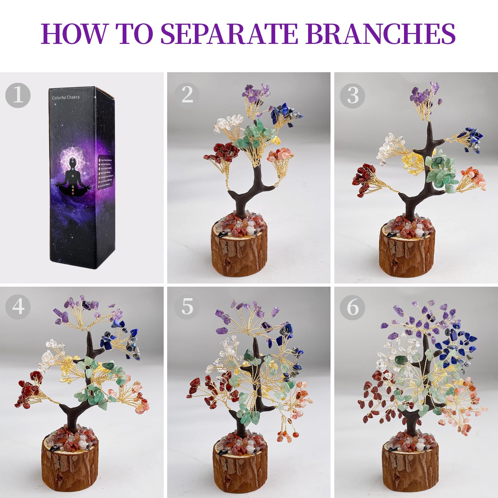 Árbol de la Vida de Cristal, árbol de Decoración de Cristal, Árbol De 7 Chakras Regalo, Decoración Feng Shui, Accesorios De Reiki, para Chakra Reiki Regalo, Decoración del Hogar