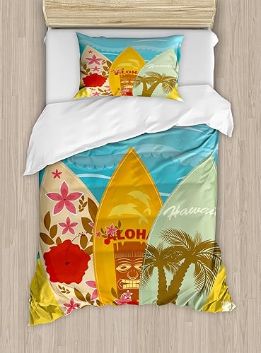 Miniatura 165 de Ambesonne Juego de funda de edredón de pesca, lubina de boca grande atrapando un bocado en espray de agua, imagen salvaje, juego de cama decorativo