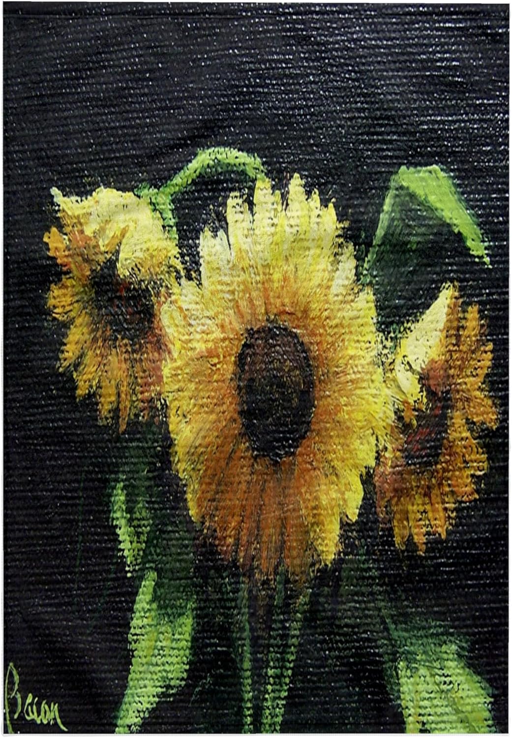 3dRose Rich Yellow Sunflowers on Black. 22x30 Bath Hand Pool Towel