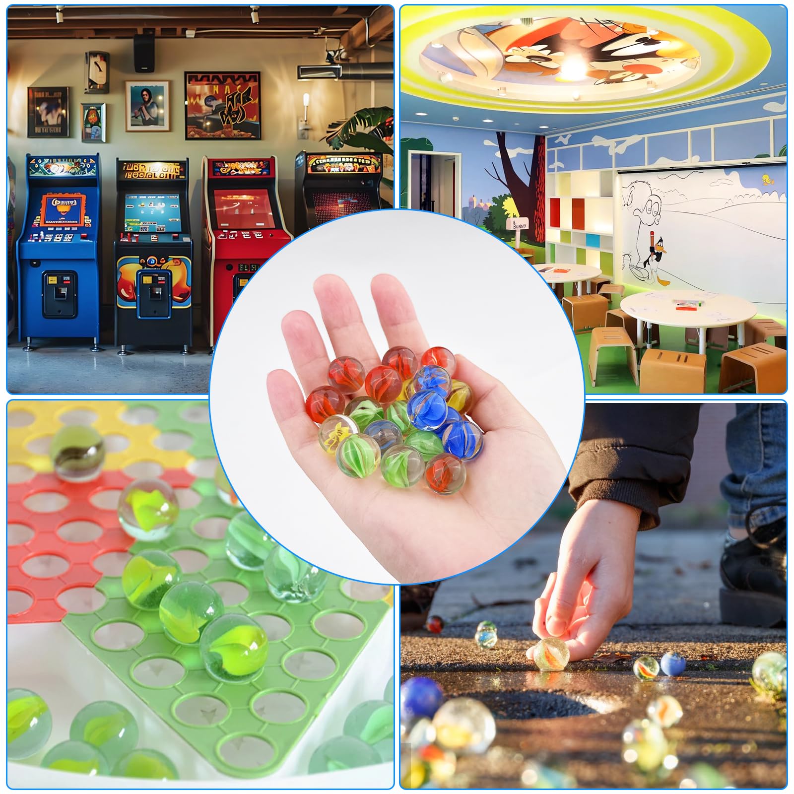 Set de 150 Canicas de Cristal, Grandes para Juguete, Juego, Pescado y Decoración de Plantas - Diámetro 16 mm