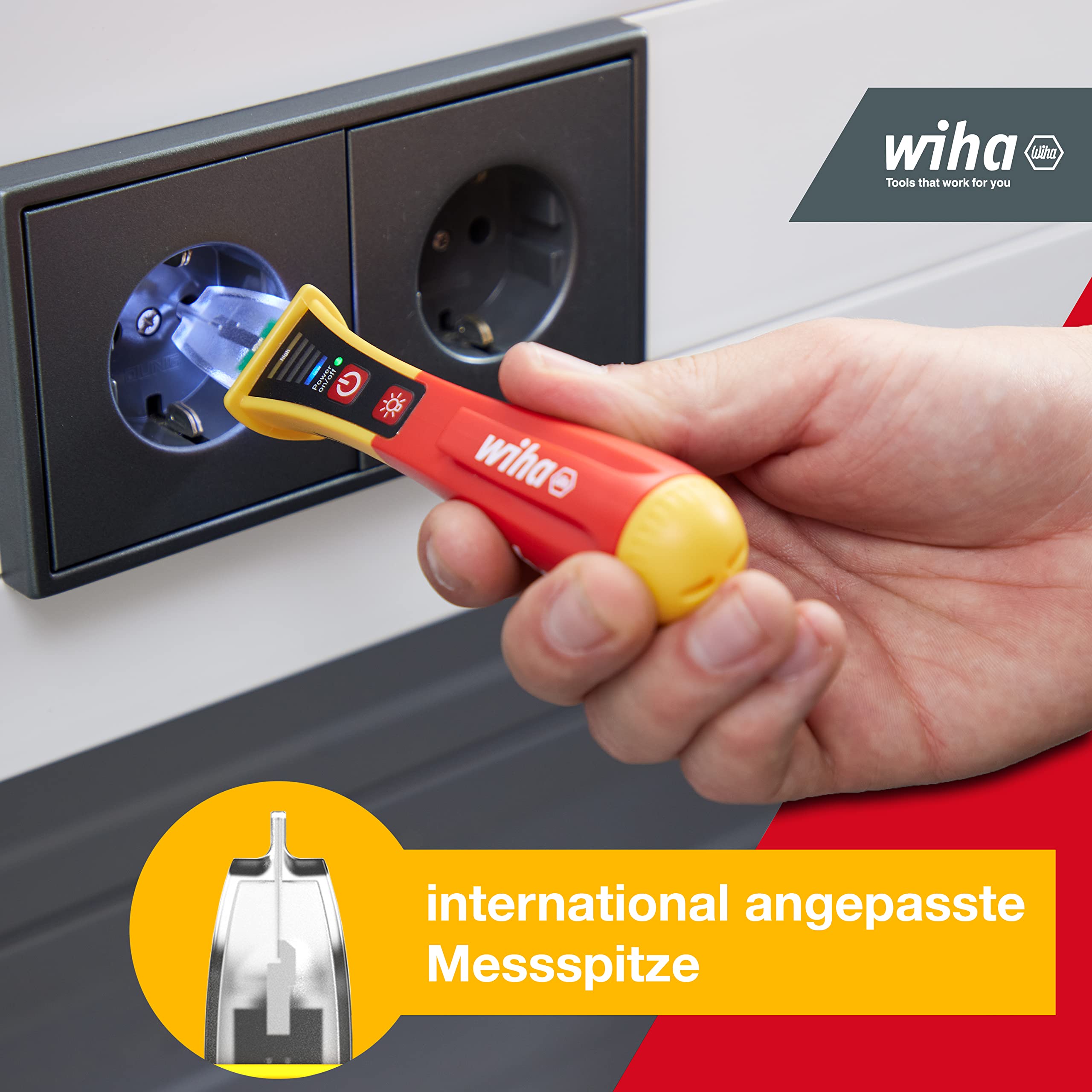 Wiha Spannungsprüfer Volt Detector, berührungslos, einpolig 90 - 1.000 V AC I Phasenprüfer mit optischem Signal (43798)
