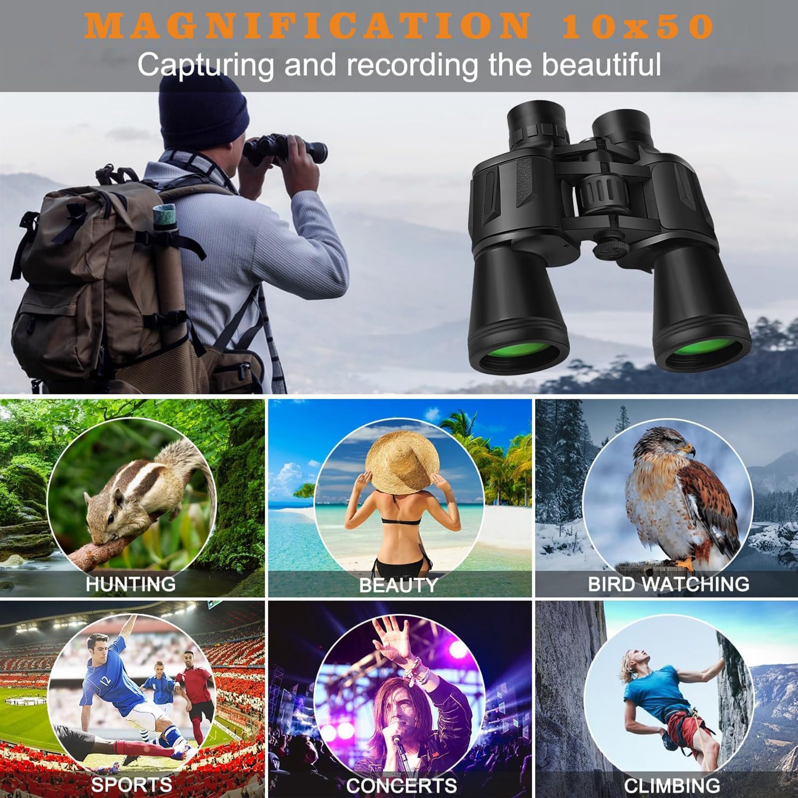 Binóculos 12x50, Binóculos profissionais para Adultos,Prisma BaK4 e Lentes FMC,Antiniebla e Impermeables, Binoculares para Observación de Aves, Caza, Senderismo