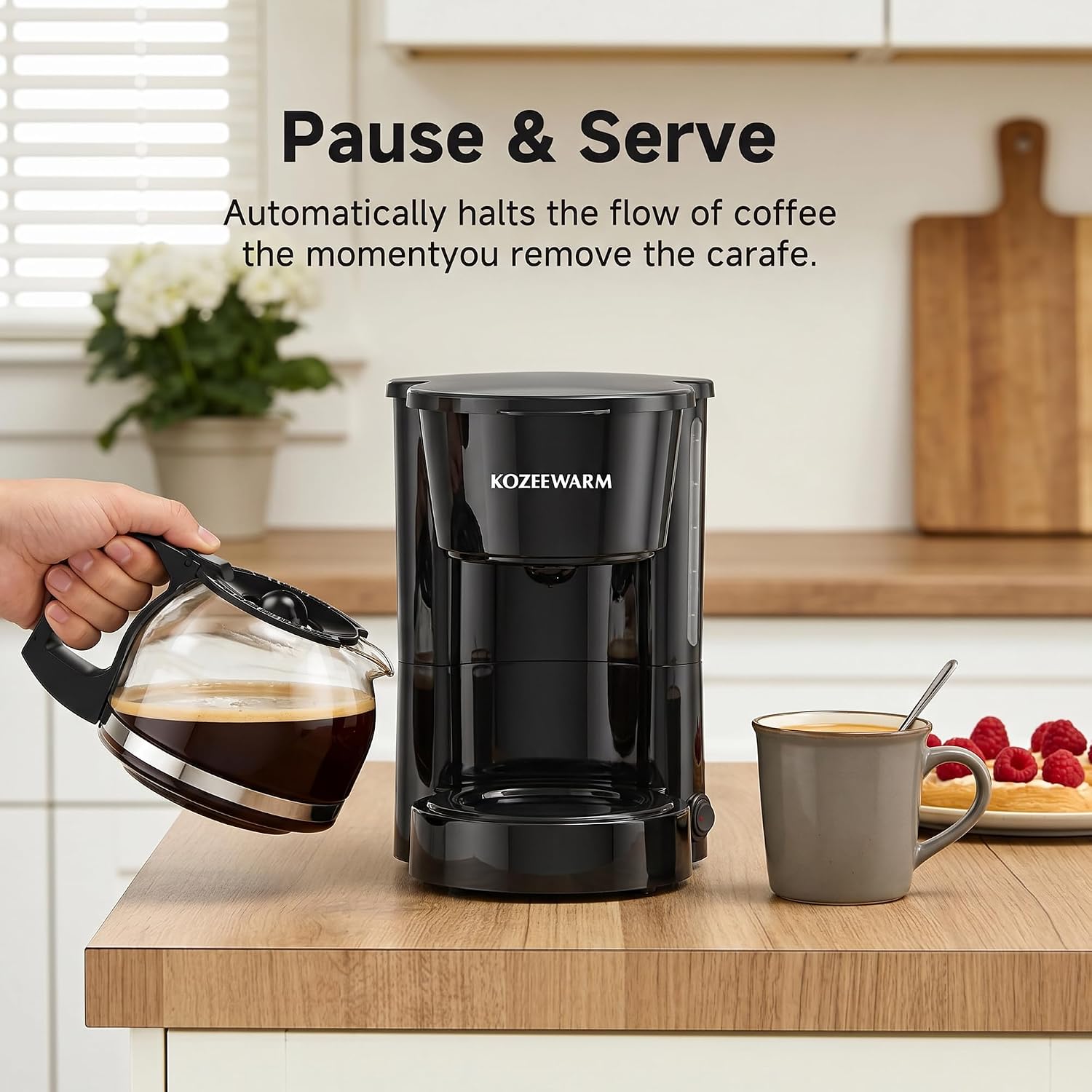 Coffee Maker, 12 Cup Drip Coffee Machine with Glass Carafe and Dry-boil&Overheat Protection for Travel Camping RV Office