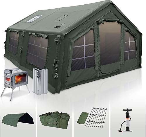 Miniatura 10 de Coody | Rbm Outdoors Koala/Hub/Octopus - Tiendas inflables para acampar con conector de estufa, tienda de campaña inflable de lona de lujo para