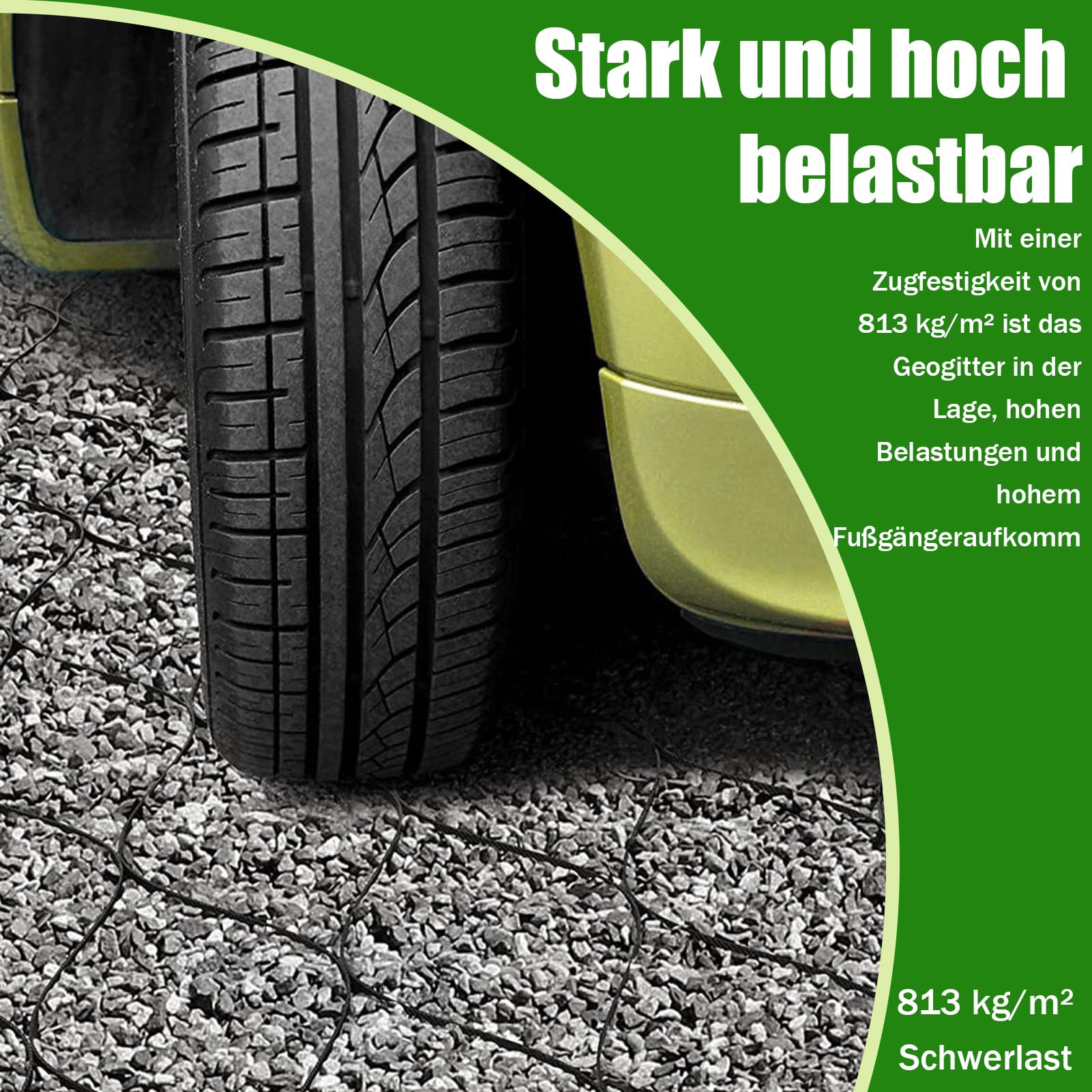 5 cm Dickes Kies-Bodengitter, 2 x 5 m – Geogitter-Gitter zur Stabilisierung von Einfahrten, Kies-Haltegitter, 800 kg pro Quadratfuß, Geocell-Geogitter für Gehwege, Wohnmobil-Parkplätze