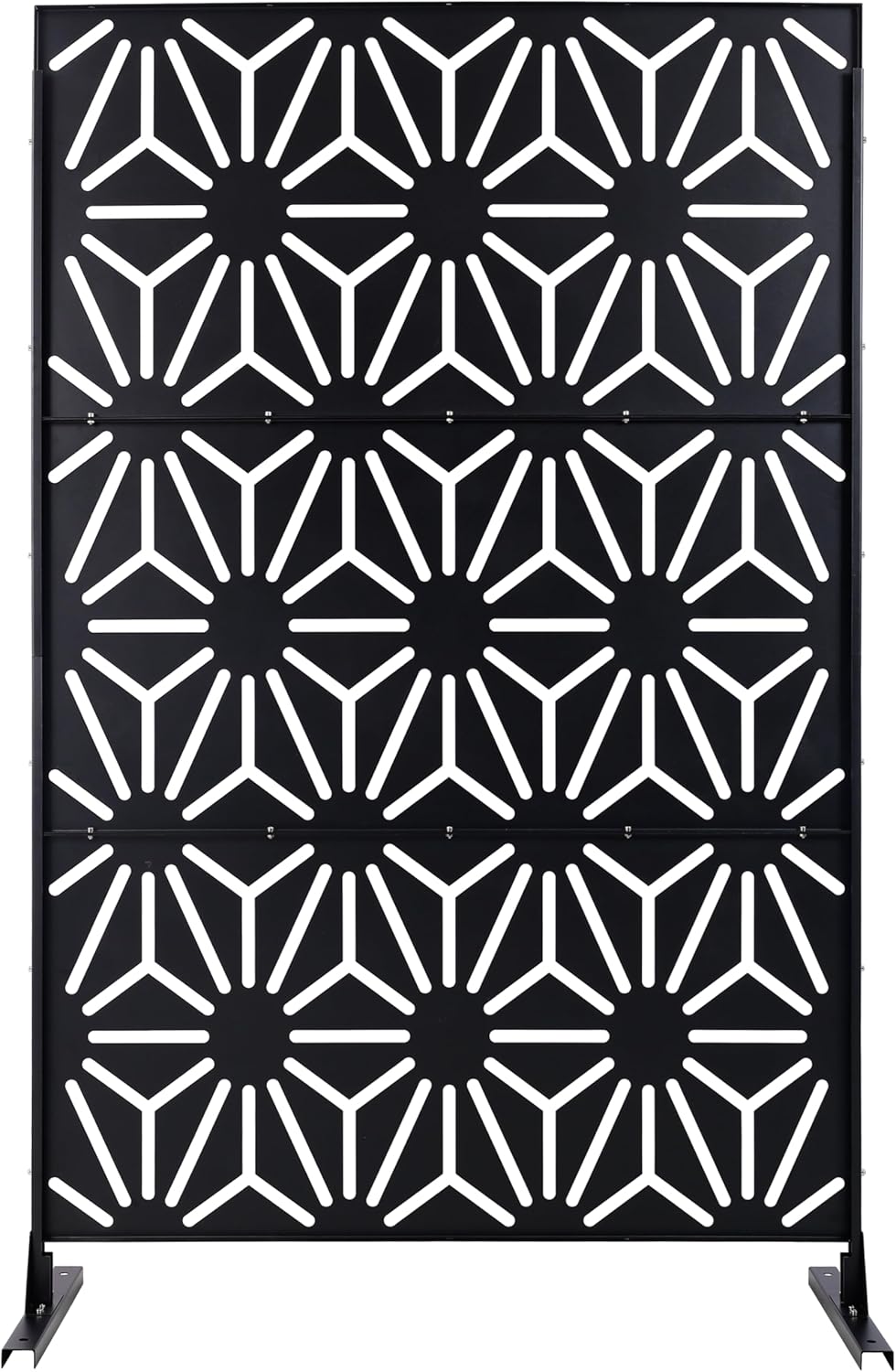 Freestanding Metal Privacy Screen 76 in H x 48 in W – Outdoor Indoor Decorative Fence Panel for Patio Balcony Deck Garden Living Room Office