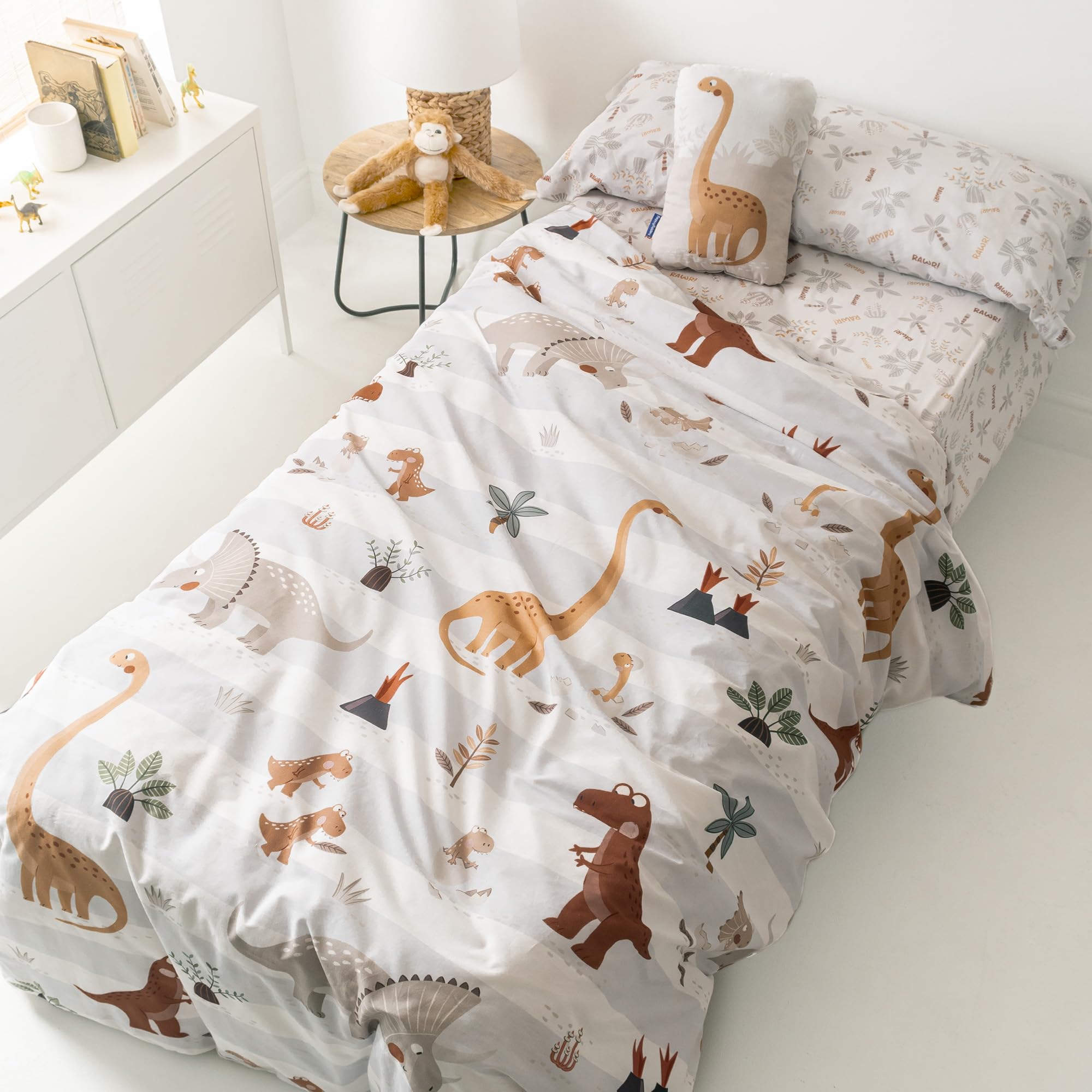 Parure de lit dinosaure 180x220 cm en tissu doux de deux pièces