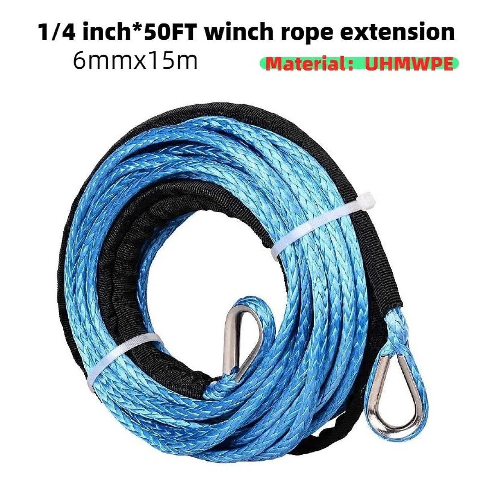 Qianly Corde de Treuil Rallonge Synthétique Sangle de Dépannage Câble pour VTT Ligne de Treuillage Résistante à La Rouille avec Gaine Protectrice Adaptée Pou, Bleu
