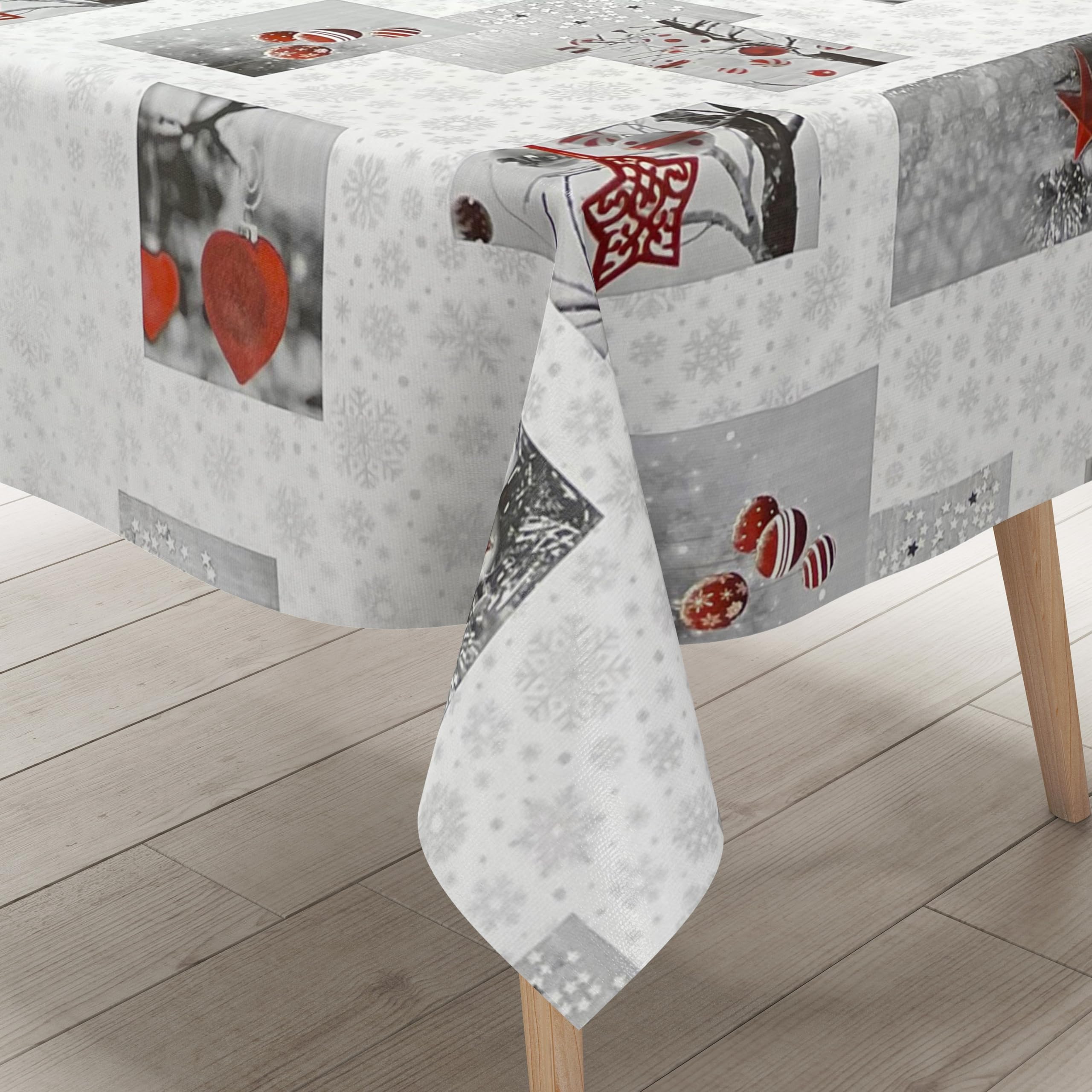 KEVKUS Nappe En Toile Cirée C141251 De Luxe, Motif D'étoiles De L'Avent Au Choix, Rectangulaire, Ronde Ou Ovale – Dimensions : 140 X 240 Cm Avec Bande Passepoilée