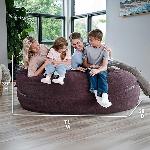 Miniatura 271 de Big Joe Fuf - Puf extragrande (XXL) relleno de espuma con funda extraíble, color niebla Lenox, poliéster tejido duradero, 6 pies, gigante Negro