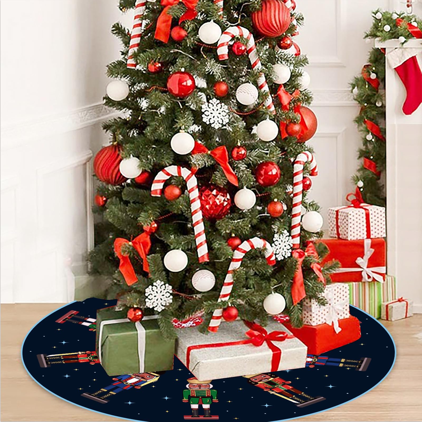 Jupe De Sapin De Noël De 91,4 Cm : Jupe De Sapin De Noël Ronde En Tricot Torsadé Tressé Blanc Crème, épais Et Rustique, Décoration De Sapin De Noël Neutre, Jupe De