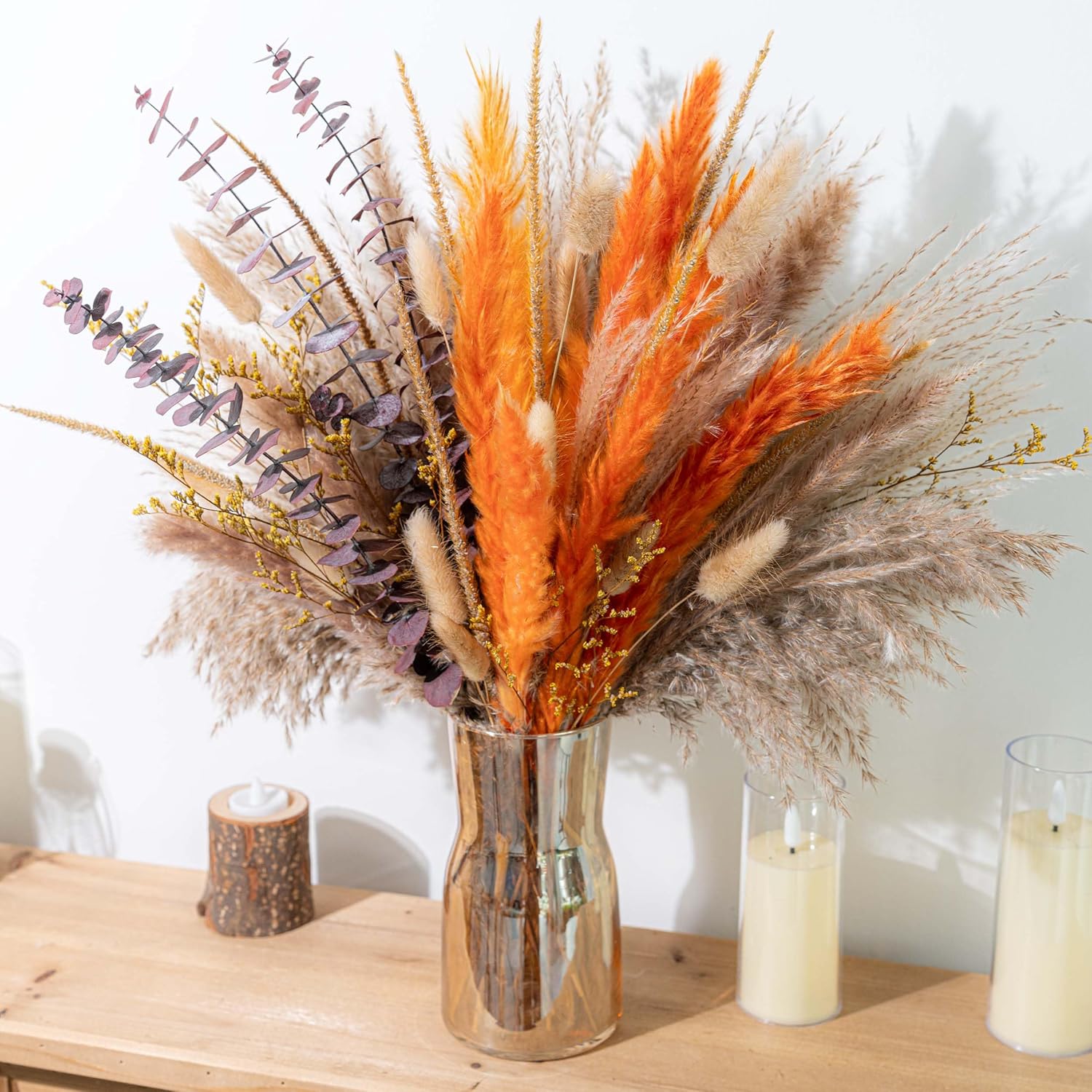 WILD AUTUMN Fall Decor Pampas Grass Decor Eucalyptus Boho Decor Bouquet Dried Pampas Home Decor Dried Flowers Bouquet for Wedding Fall Decorations for Home Floral Arrangements Table