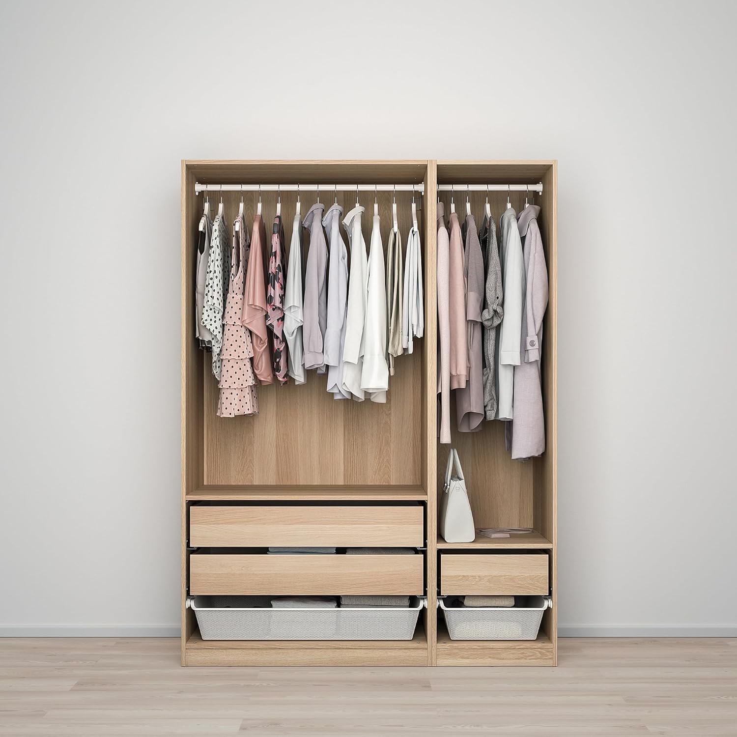 PAX Wardrobe, white stained oak effect/Forsand white stained oak effect, 150x60x201 cm