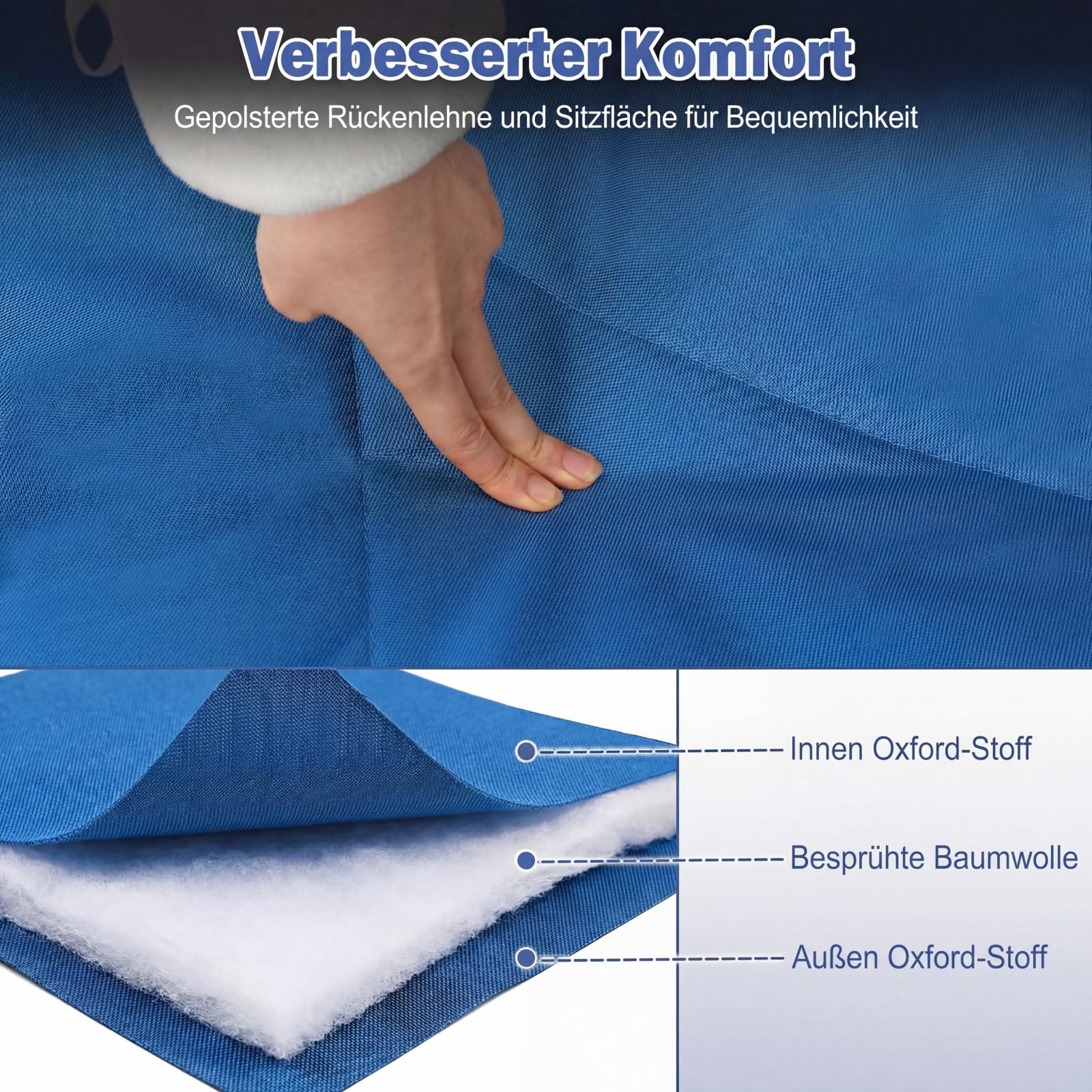 COSTWAY Campingstuhl faltbar für 2 Personen, XXL Campingsofa mit Getränkehaltern, Glashaltern und Netztaschen, 300 kg Tragfähigkeit, gepolsterter Klappstuhl, Faltsofa, Campingcouch