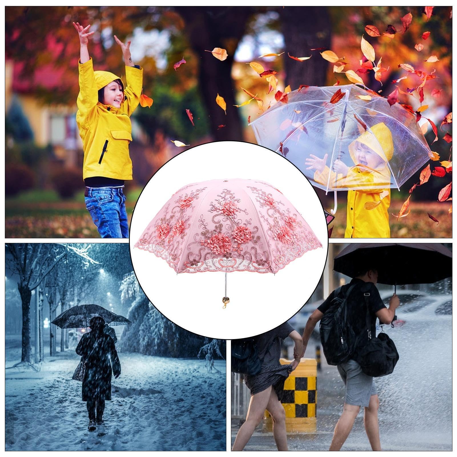 Parasol coupe-vent double couche avec sac de rangement, parapluie de voyage vintage avec sac de rangement – pour parc, plage, pique-nique, voyage, marche, escalade, pêche, sac à dos