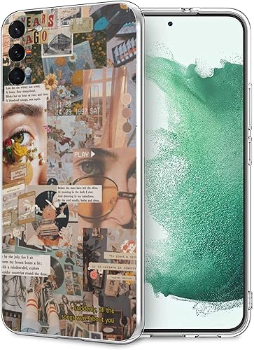 Funda estética para Samsung Galaxy S23+ de diseño moderno de TPU para mujeres y niñas, regalo para festival de cumpleaños, patrón de collage retro
