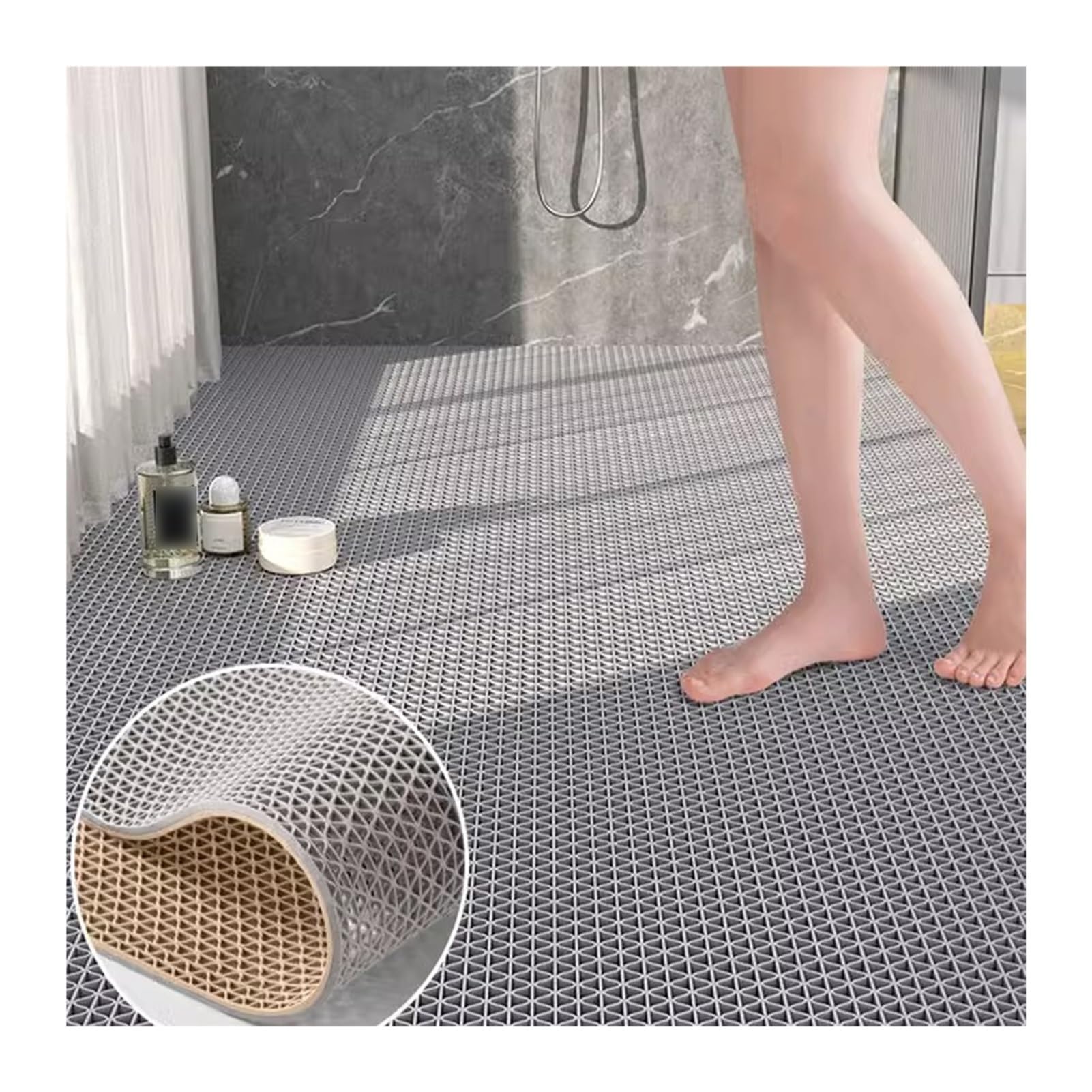 LXBAMKEA Non Slip Drainage Flooring Mat, Shower Mats, Commercial Plastic Wet Area Waterproof Anti-oil Carpet, Bathroom Toilet Shower Room Swimming Pool Kitchen Rug (Color : C, Size : 39.38x63.01in)