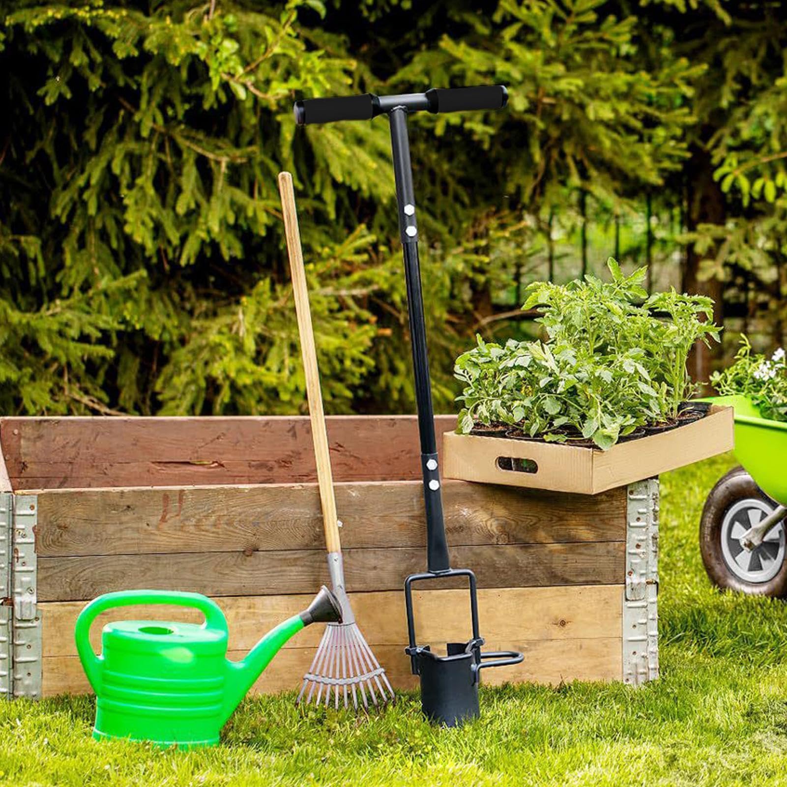 Piantabulbi per Prato trapiantatore con impugnatura ergonomica resistente | Attrezzo per Trapianto Piante per giardinaggio, allentamento del terreno del prato, tulipani, gigli e patate