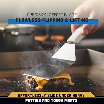 Dexter-Russell Basics 4 x 3 Hamburger Turner | P94854 | Square-End Stainless Steel Spatula with Offset Blade & Polypropylene Handle | Medium Size, NSF Certified