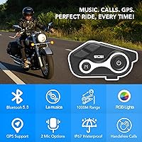 Vista 3 de Casco de intercomunicador Bluetooth para motocicleta con uso compartido de música, auriculares para 2 conductores de hasta 3,280.8 ft
