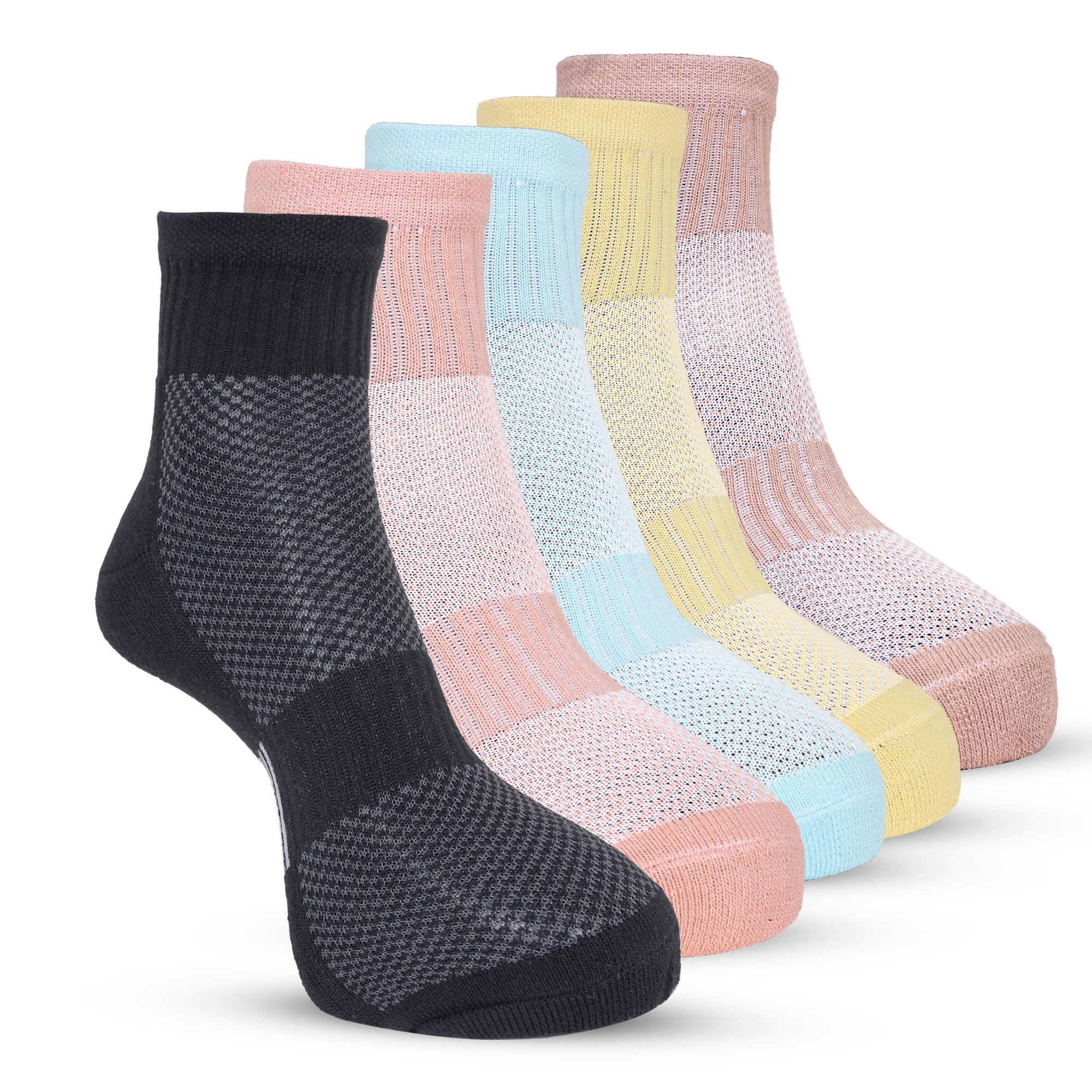 Premium Cotton Ankle Socks For Women, Anti-Odour, Soft Elastic Grip, Women Casual/Formal/Gym/Regular Wear Printed Socks, Pack of 5 Pairs, Free Size, Multicolored-image-21