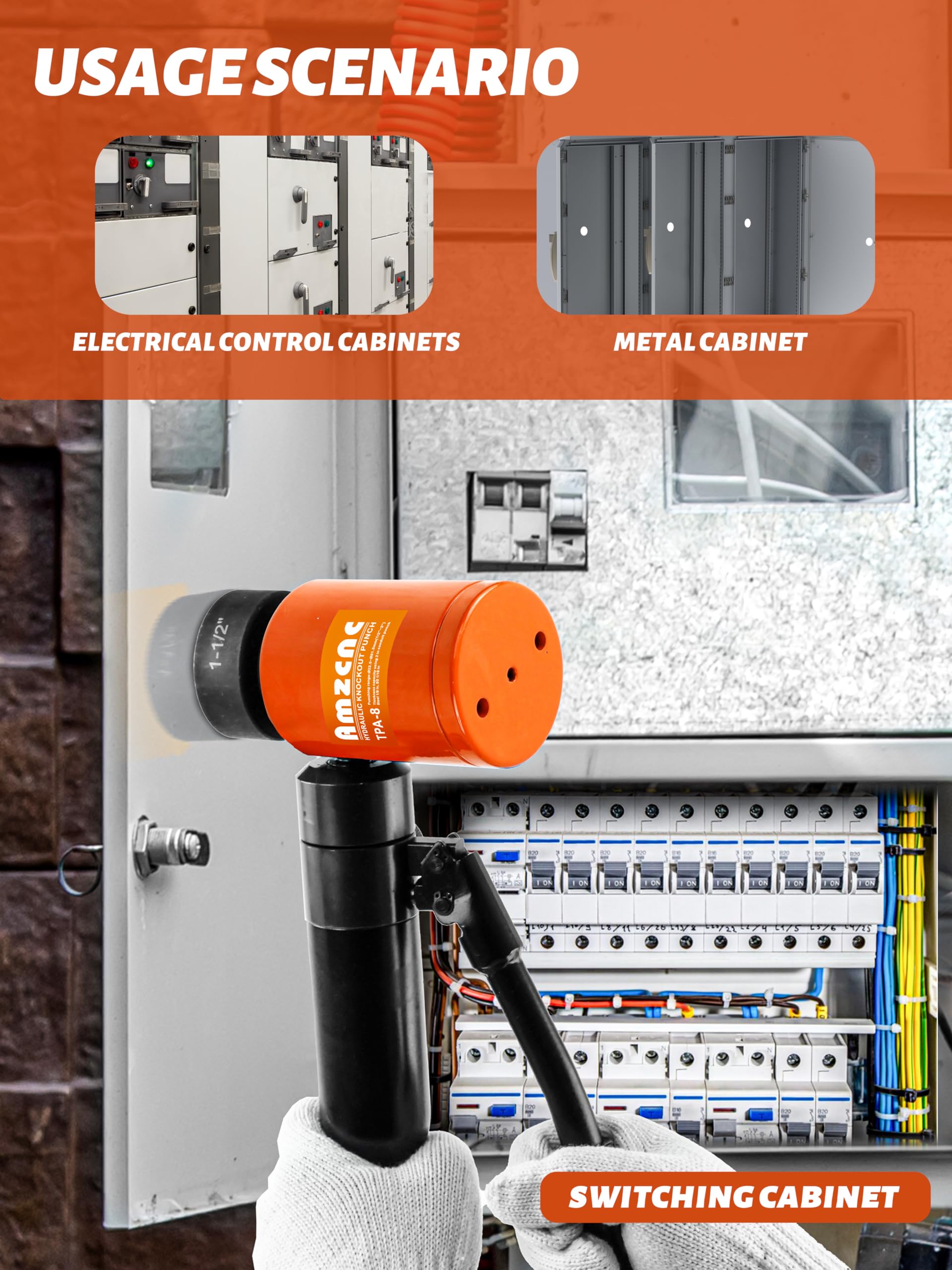 Kit de destornillador hidráulico de perforador de orificio de 1/2 a 2 pulgadas, juego de cortador de orificios de conducto eléctrico KO, kit de herramientas de perforación, troqueles de perforación 6