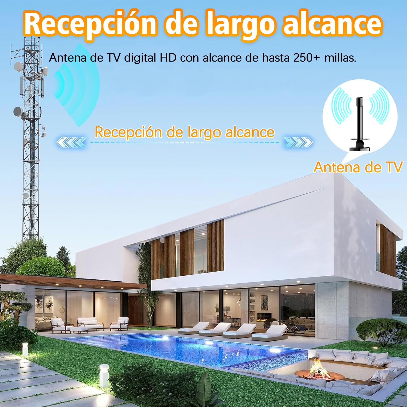 Antena TV Interior Potente con Amplificador – Antena TDT HD 4K/1080p, Recepción 360° Estable, Base Magnética Fuerte, Instalación Rápida, Compatible DVB-T2/DVB-T, Sin Suscripción