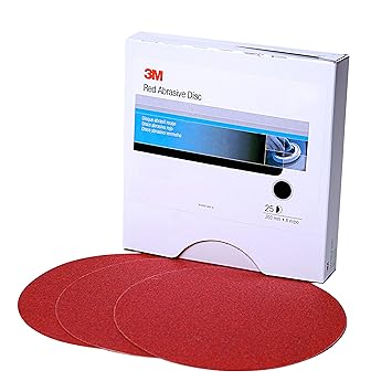 3M Hookit Red Abrasive Disc, 8 in, 80 Grit Aluminium Oxide, Pack of 25, Compatible with Angle Grinder