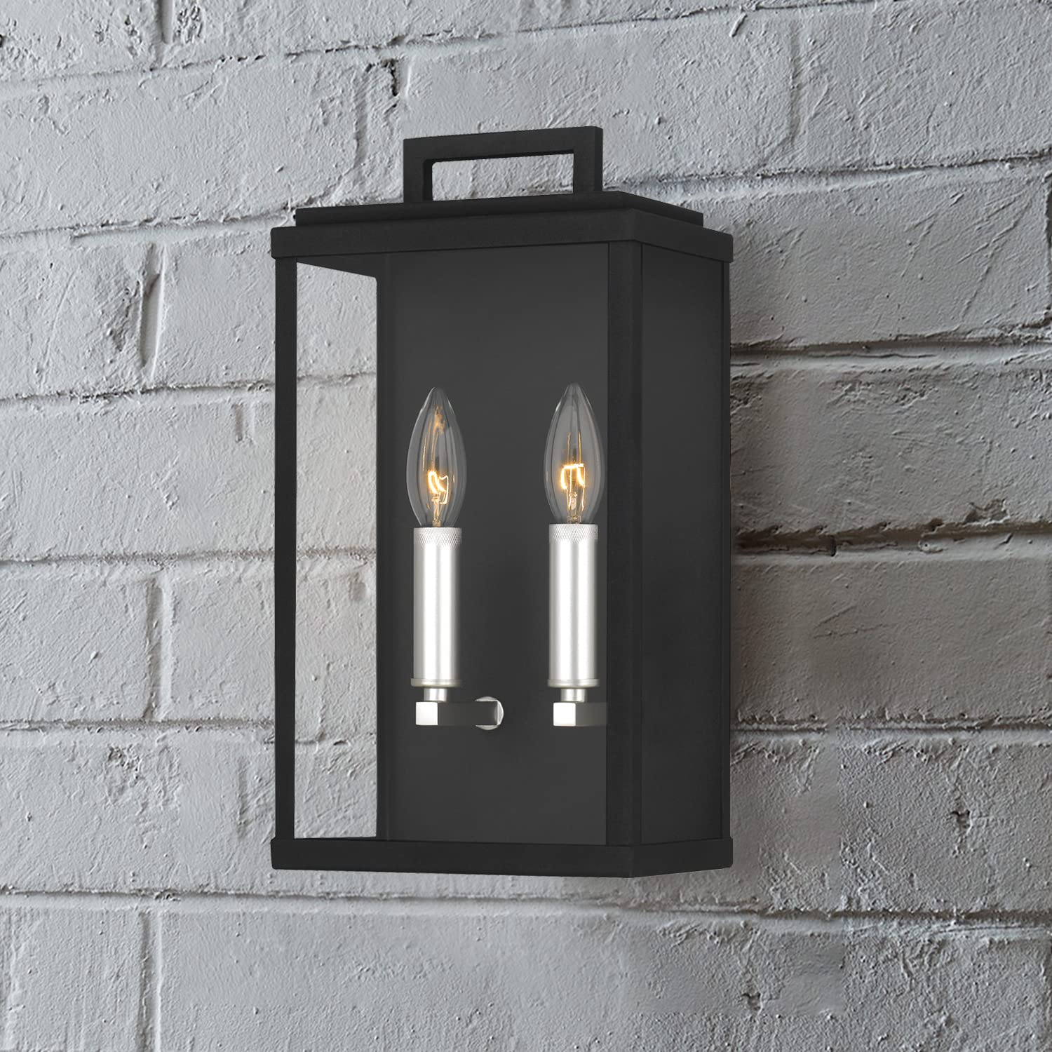 Tawson Eva Outdoor Lantern - 1-Light Exterior Wall Fixture with Clear Glass Shade, Matte Black Finish, Weather Resistant for Entryway, Doorway, Corridor, Balcony