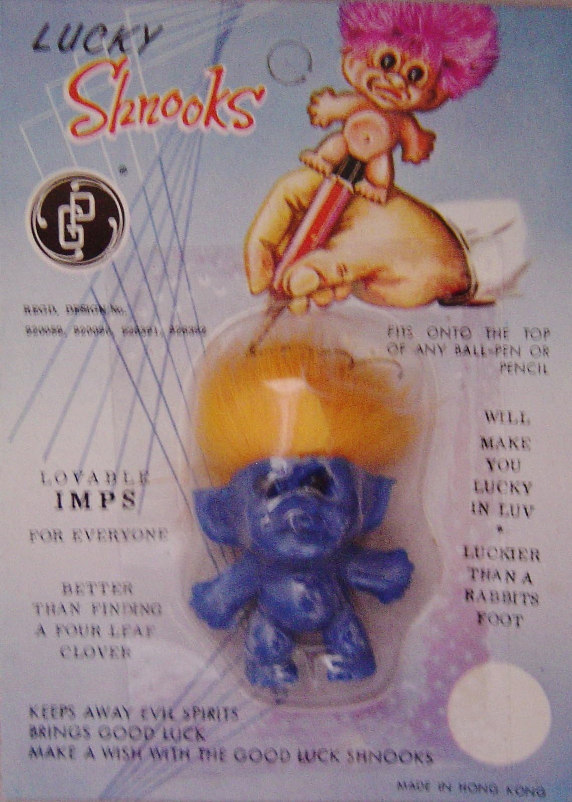 Pencil Top 1 1/4" Vintage - Rare - New on Card - Blue & Orange